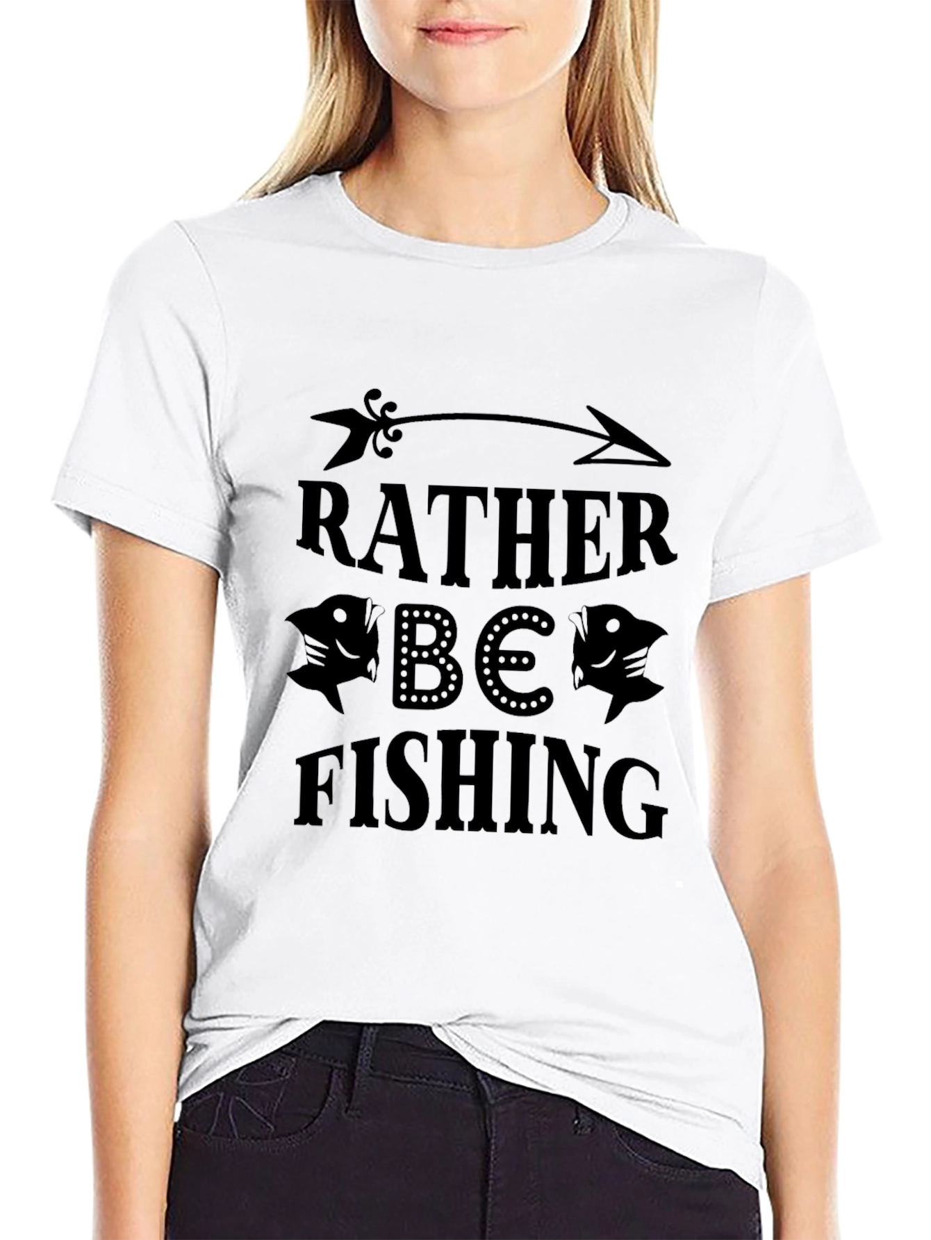 Black Rather Be Fishing Graphic Tee - Black Cotton Blend view 9