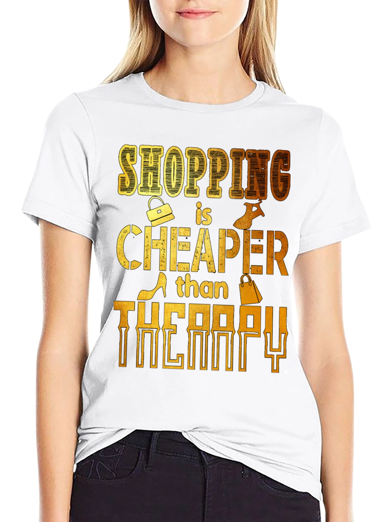 Shopping is Cheaper Than Therapy Graphic Tee - 9