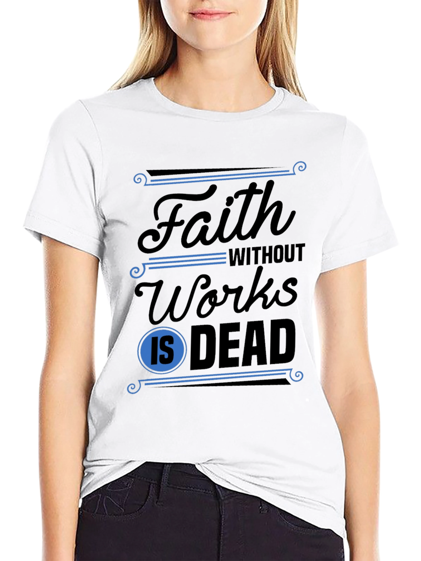 Black Faith Without Works T-Shirt view 9