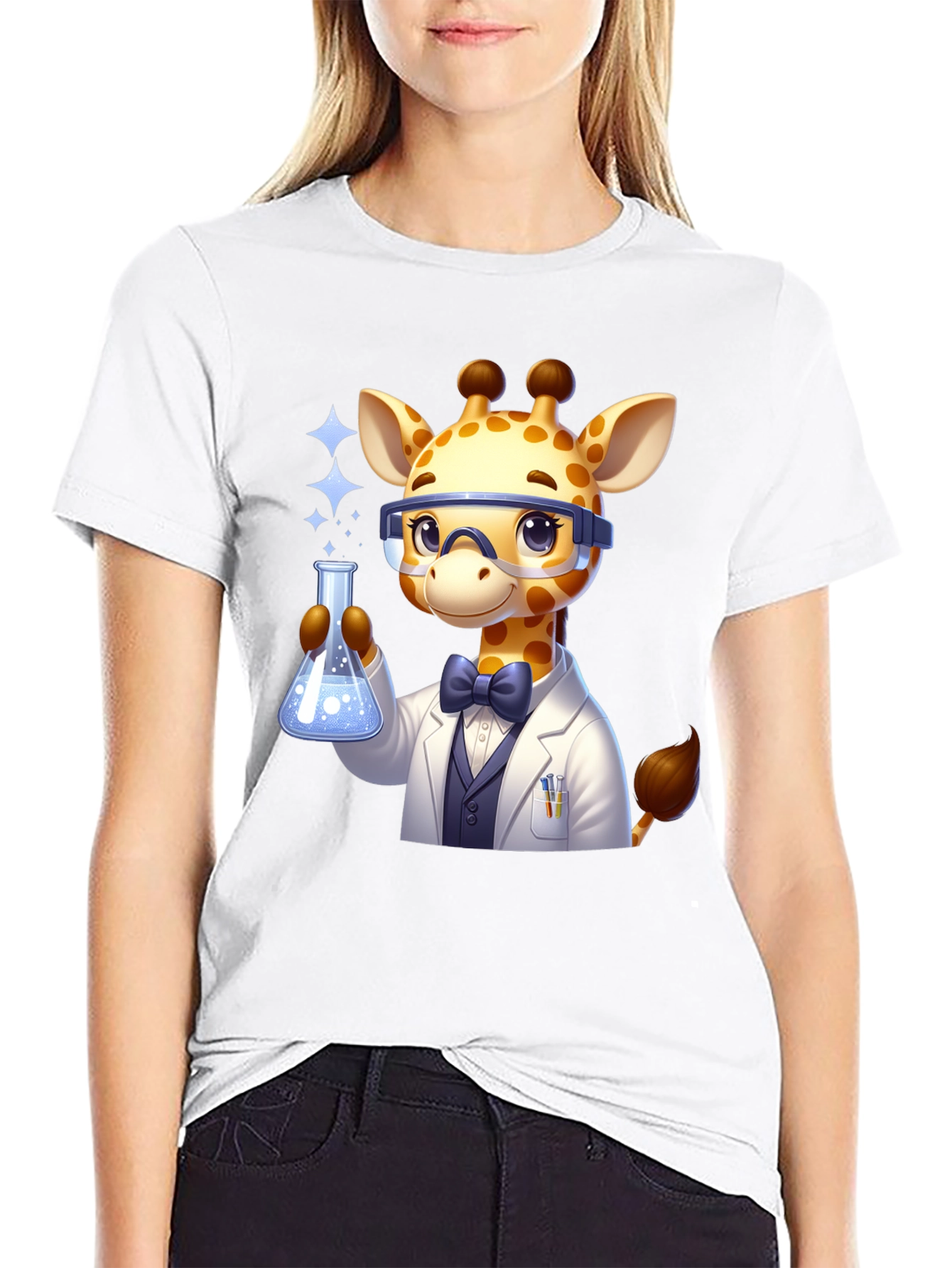 Black Giraffe Scientist Graphic Tee - Black view 9