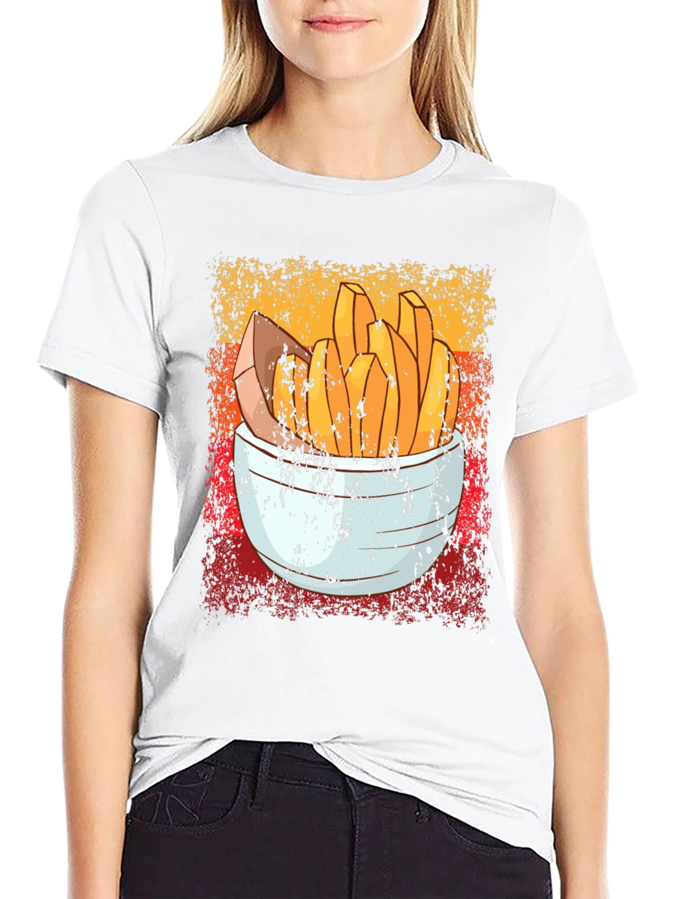 Black Retro French Fries T-Shirt - Vintage Style Food Tee view 9