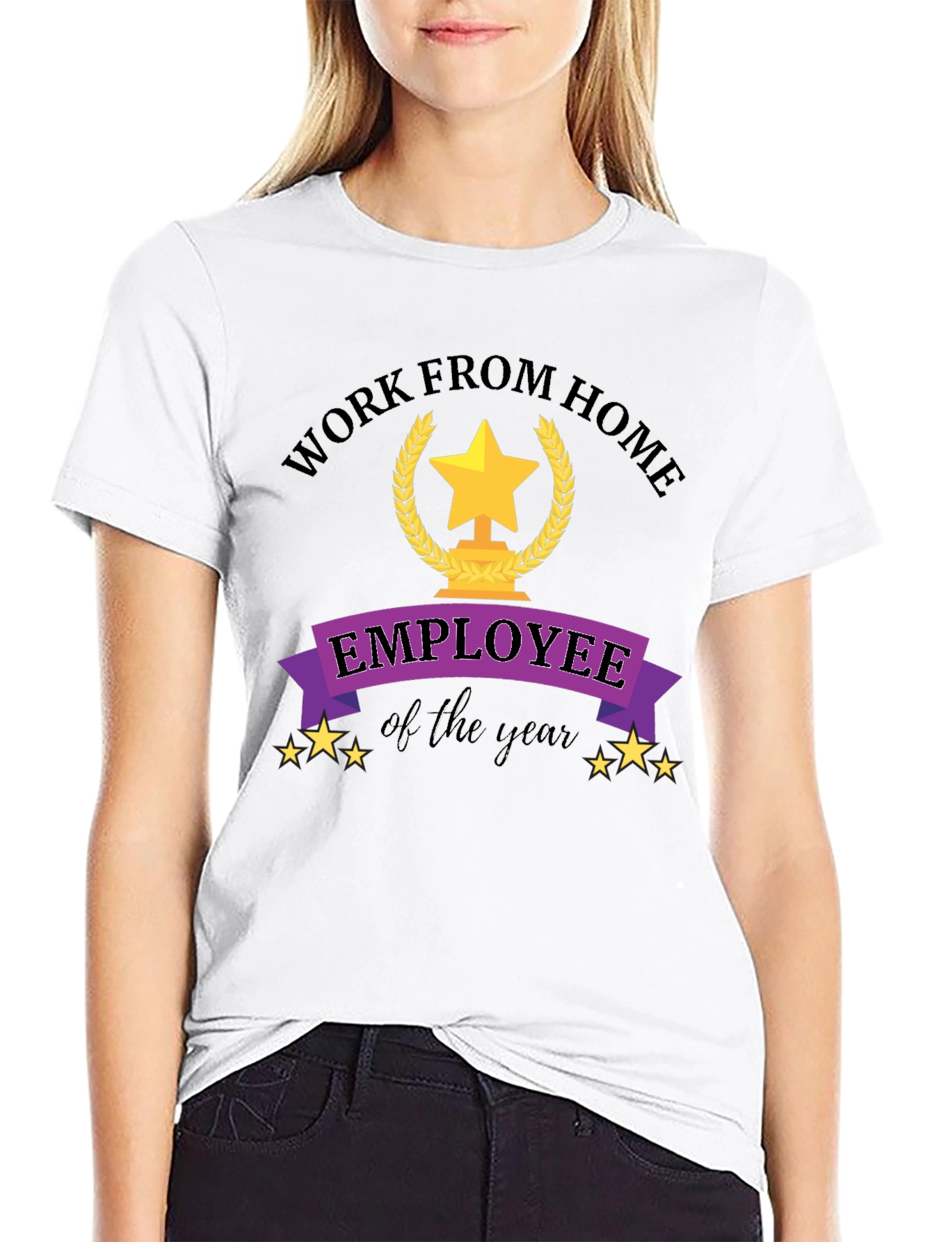 Black Work From Home Employee of the Year Black T-Shirt view 9