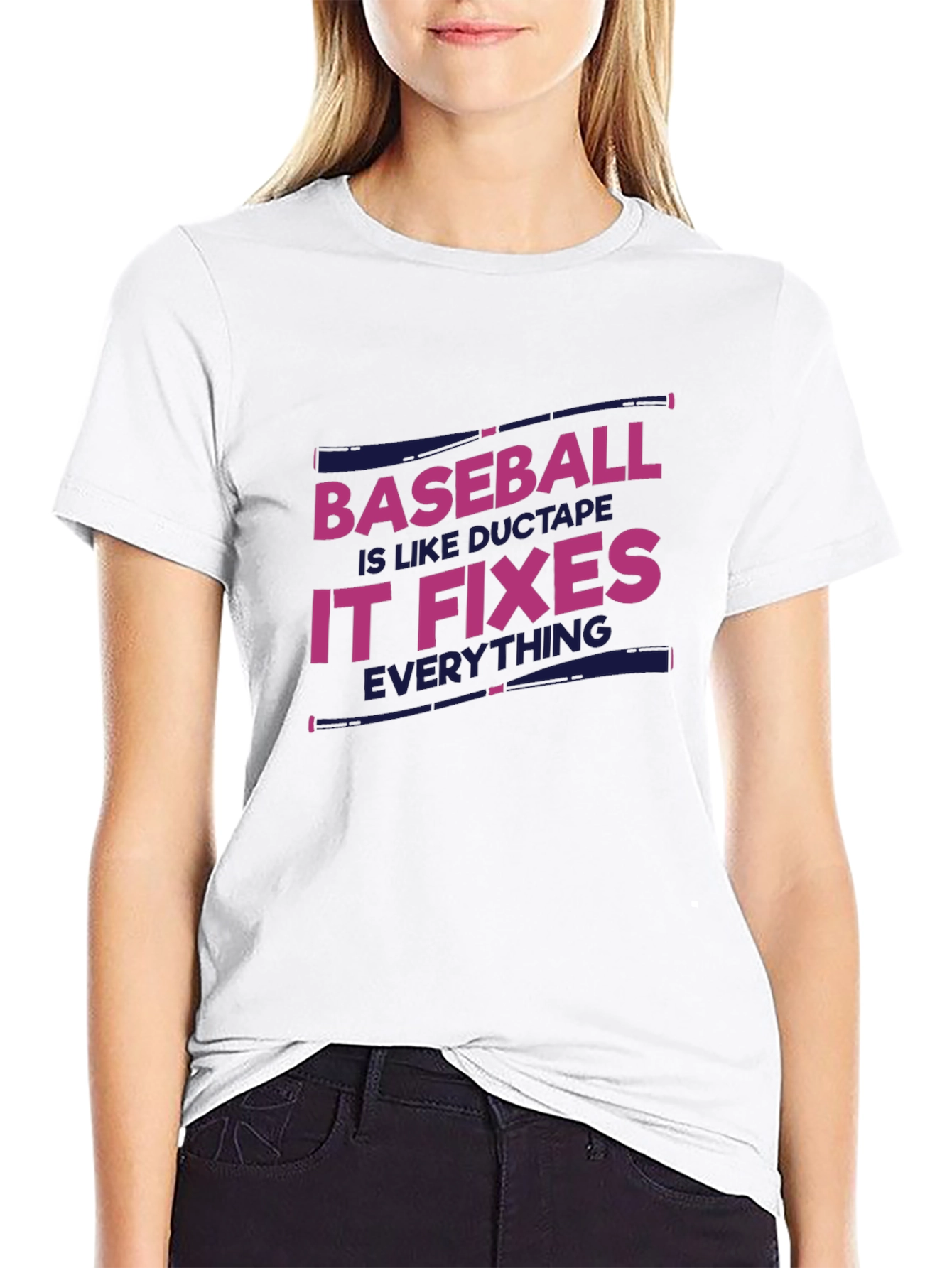 Black Baseball Fixes Everything T-Shirt - Black view 9