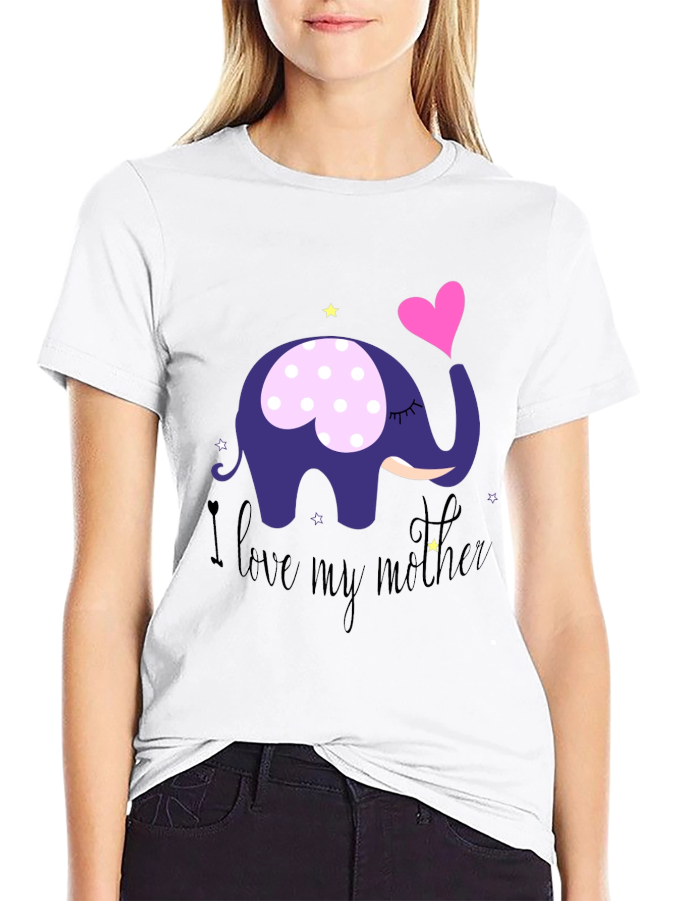 Black I Love My Mother Elephant T-Shirt - Soft Cotton Tee view 9