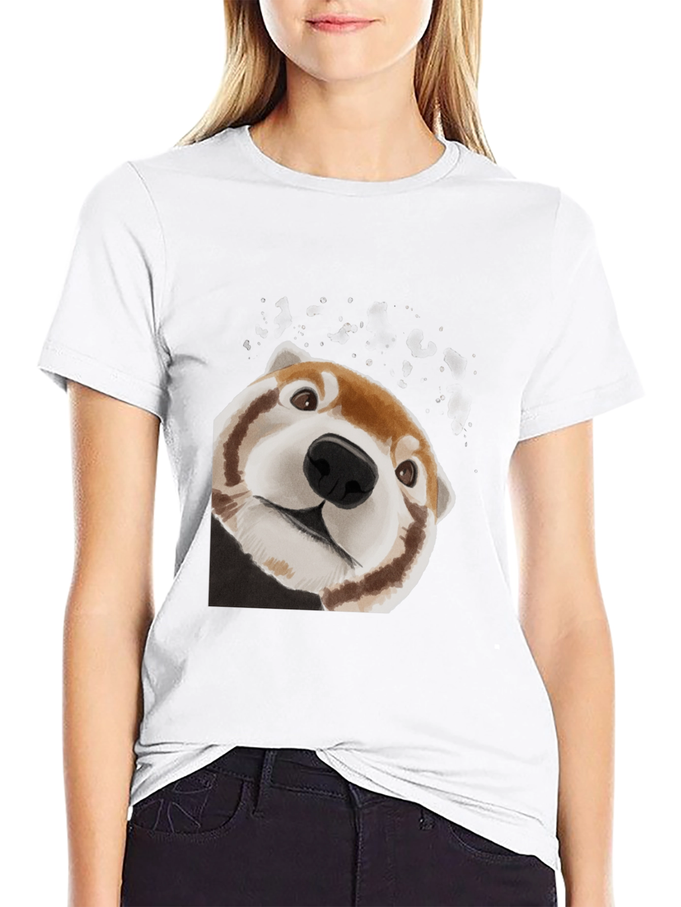 Black Red Panda Peek Black T-Shirt view 9