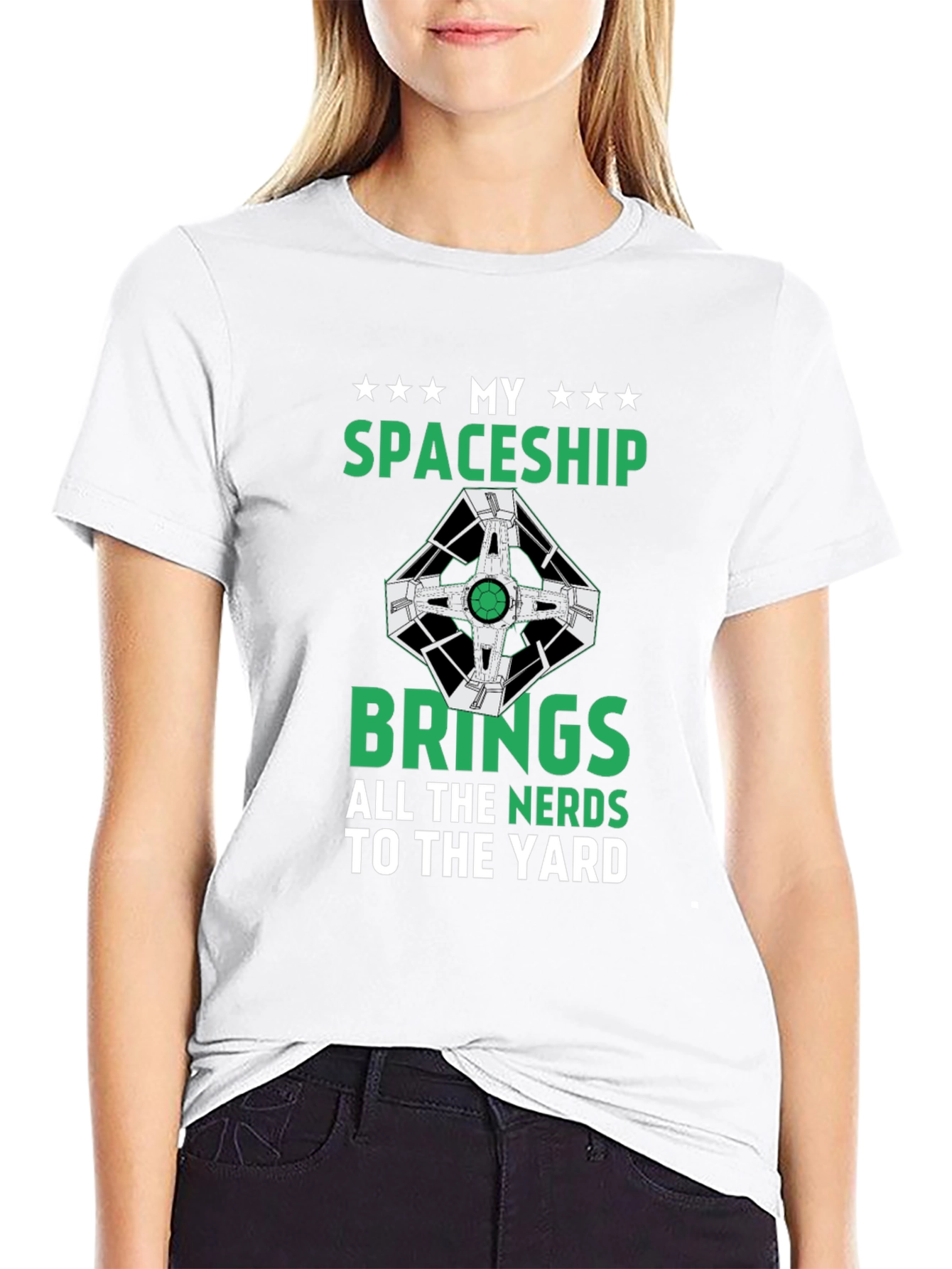 Black My Spaceship T-Shirt - Nerdy Humor Tee view 9