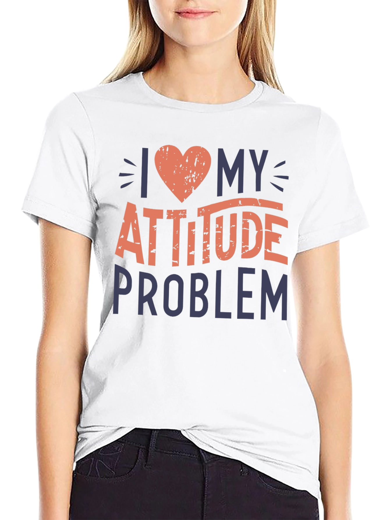 Black I Love My Attitude Problem Graphic T-Shirt view 9