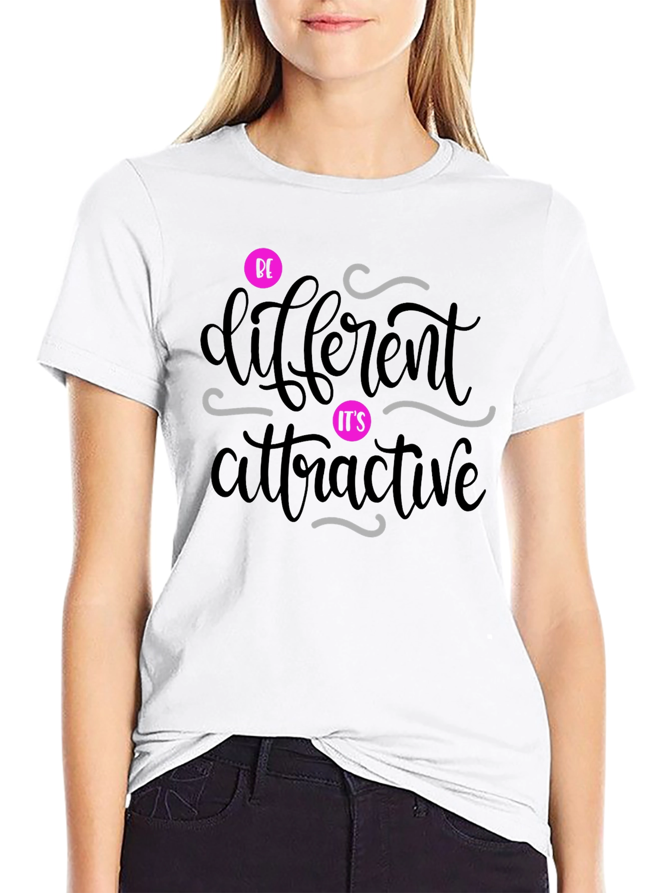 Black Be Different Attractive T-Shirt - Unique Statement Tee view 9