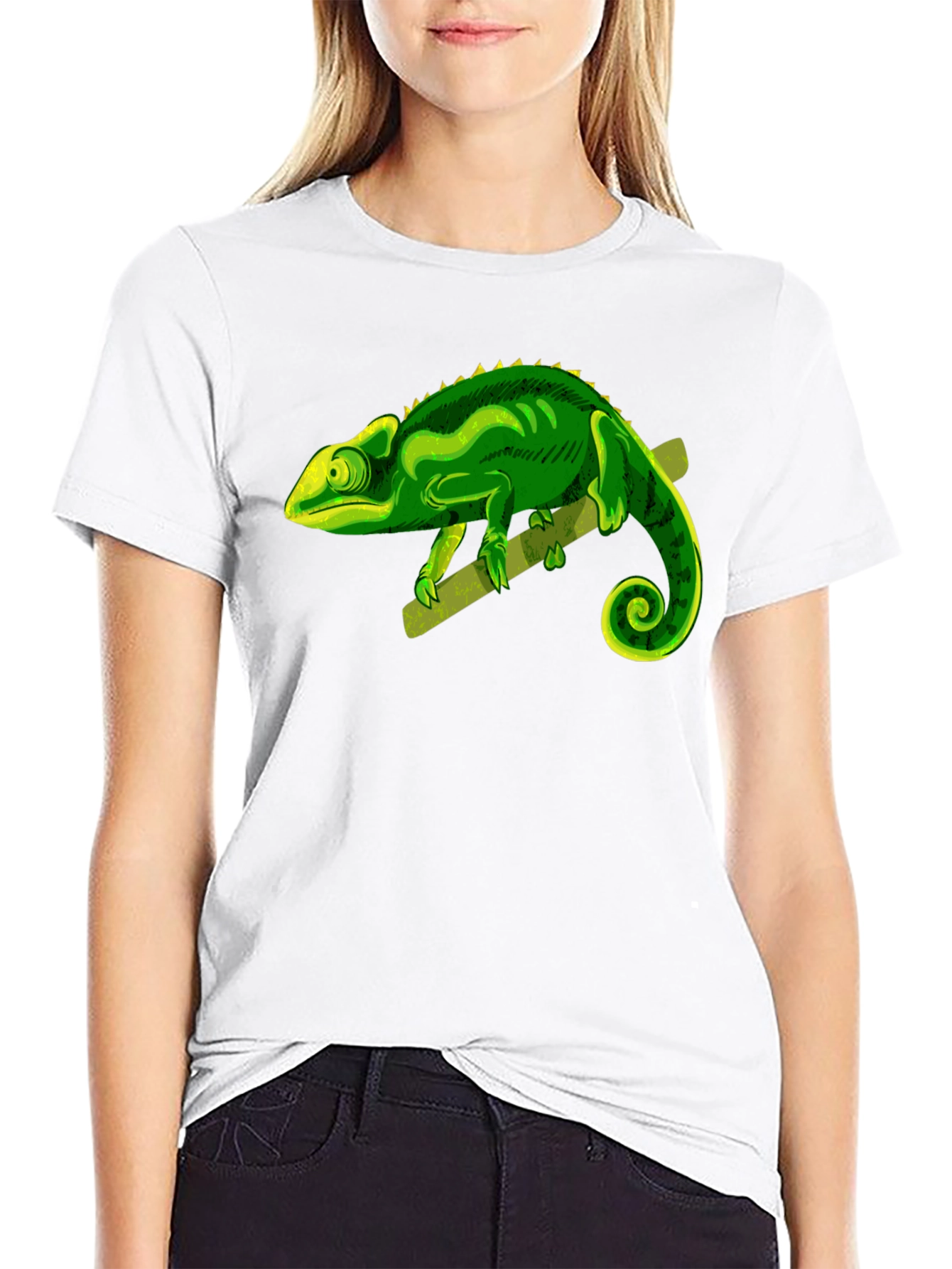 Black Chameleon Graphic Print T-Shirt view 9