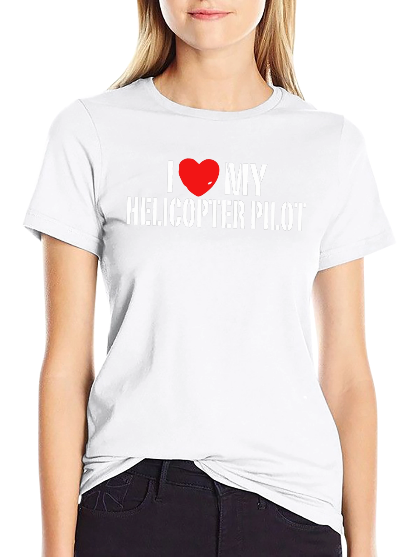 Black I Love My Helicopter Pilot T-Shirt view 9