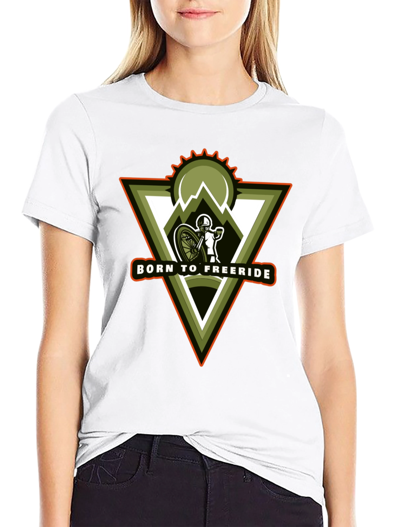 Black Born to Freeride Mountain Biker Black T-Shirt view 9
