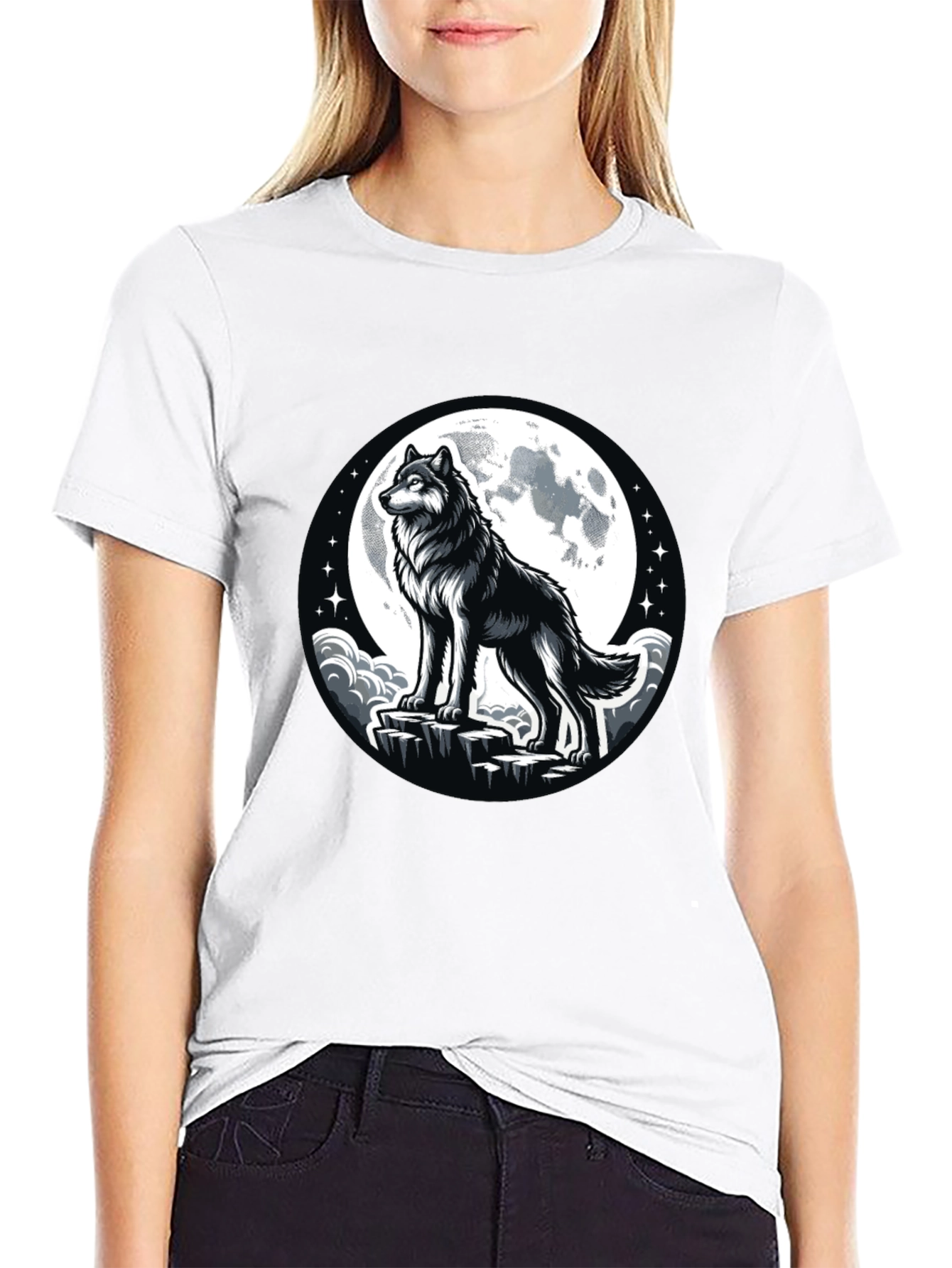 Black Wolf Moon Black T-Shirt view 9