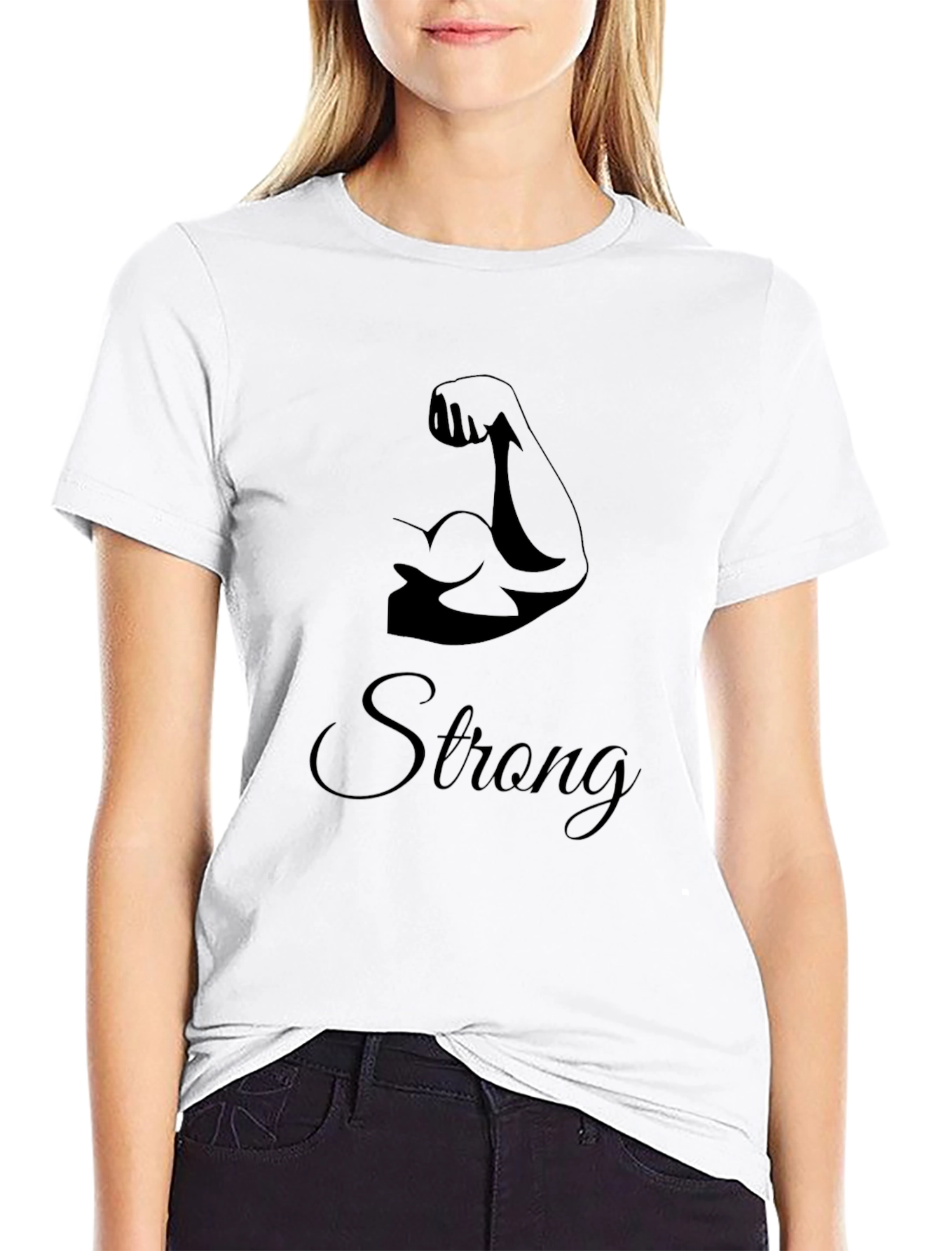 Black Strong Arm Graphic Tee - Men's Black Cotton T-Shirt view 9
