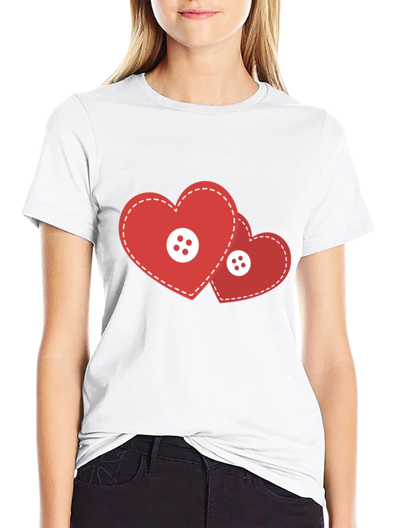 Black Heart Buttons Black T-Shirt view 9