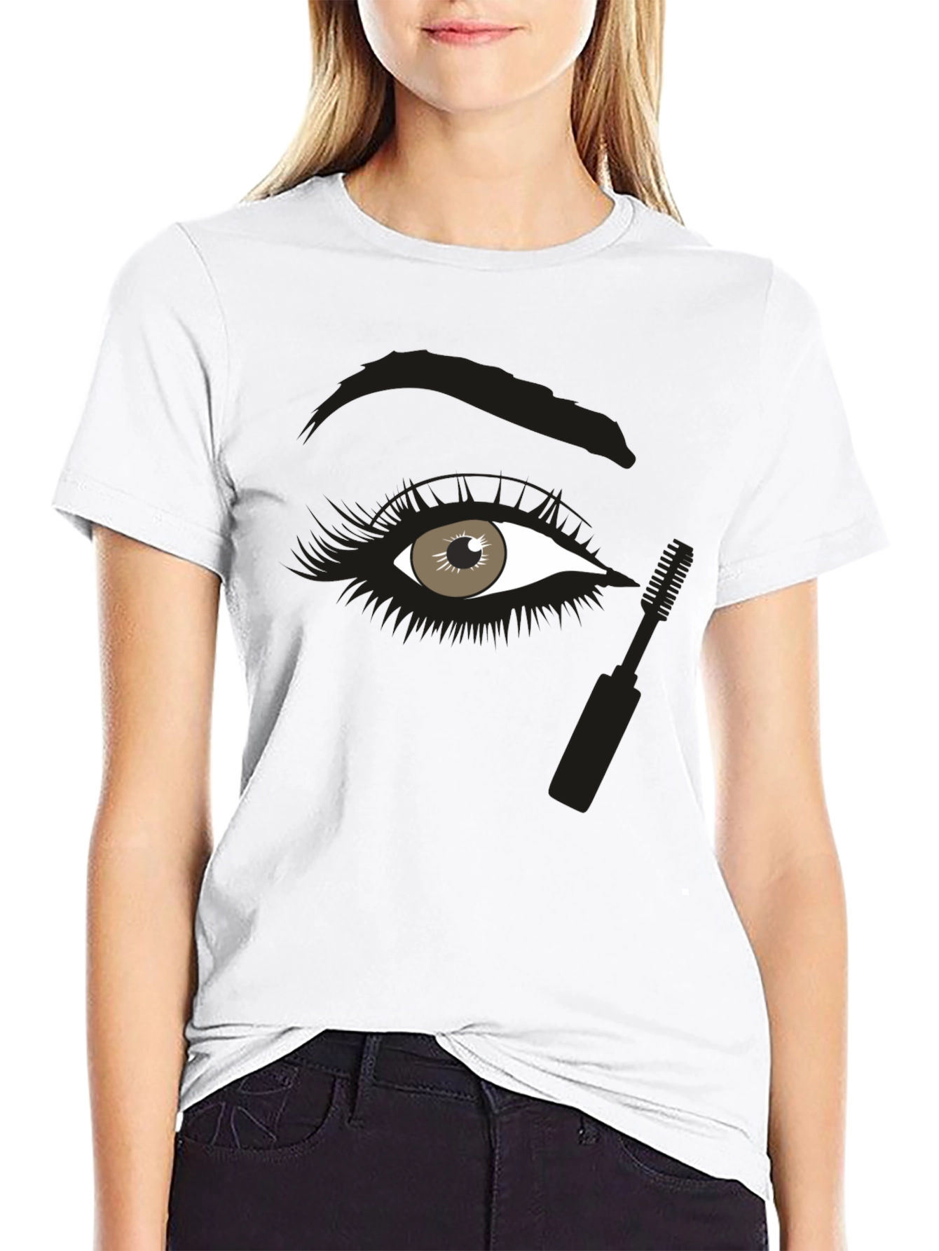 Black Eye Makeup Graphic Tee - Unisex Black Cotton Shirt view 9