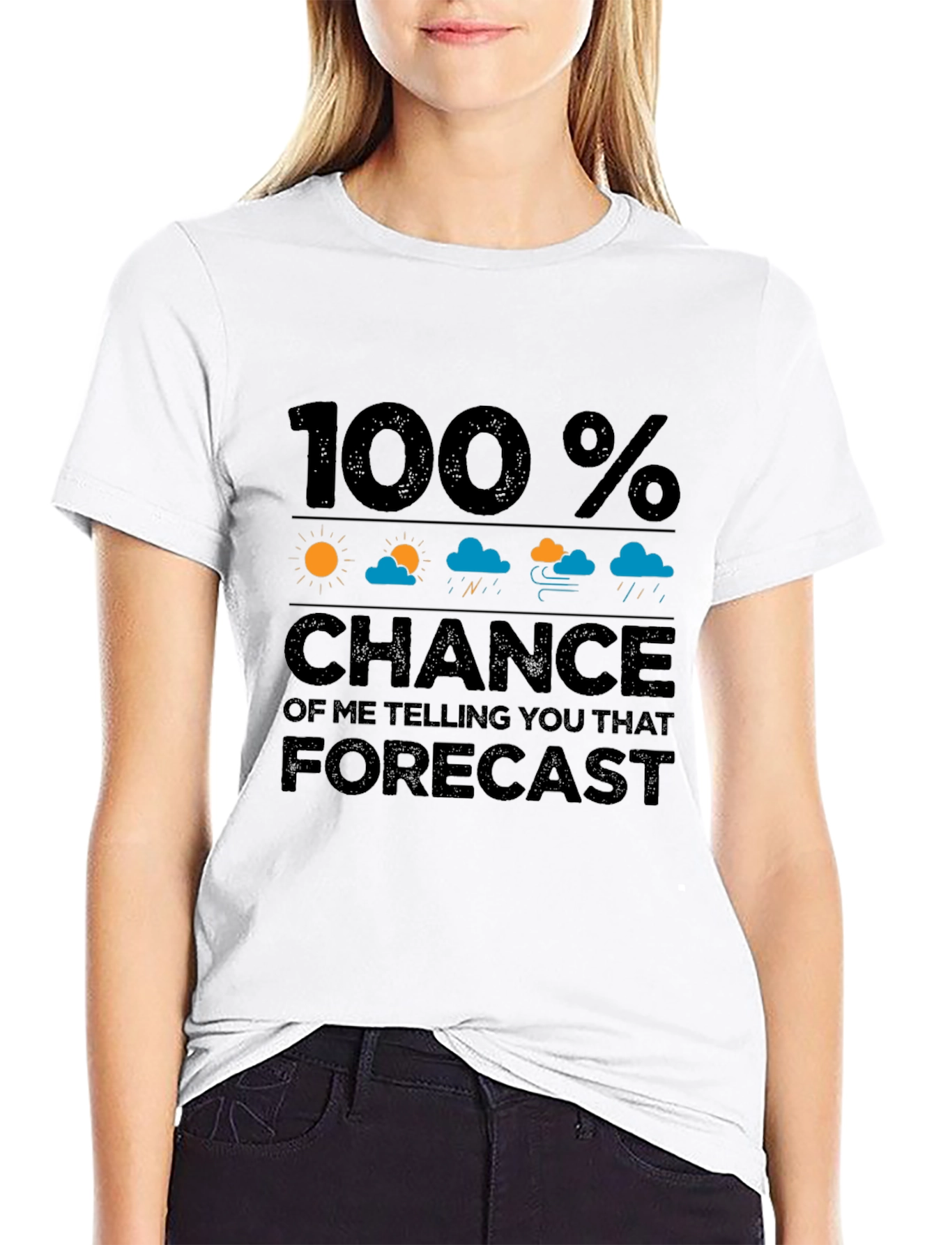 Black Funny Weather Forecast Graphic T-Shirt view 9