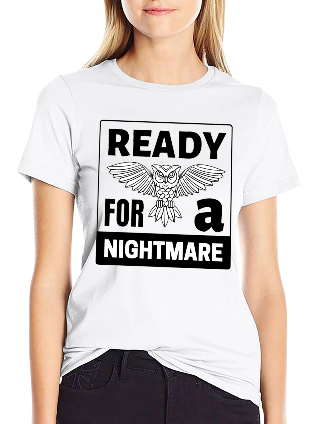 Black Ready For A Nightmare Owl Graphic Tee - Black view 9