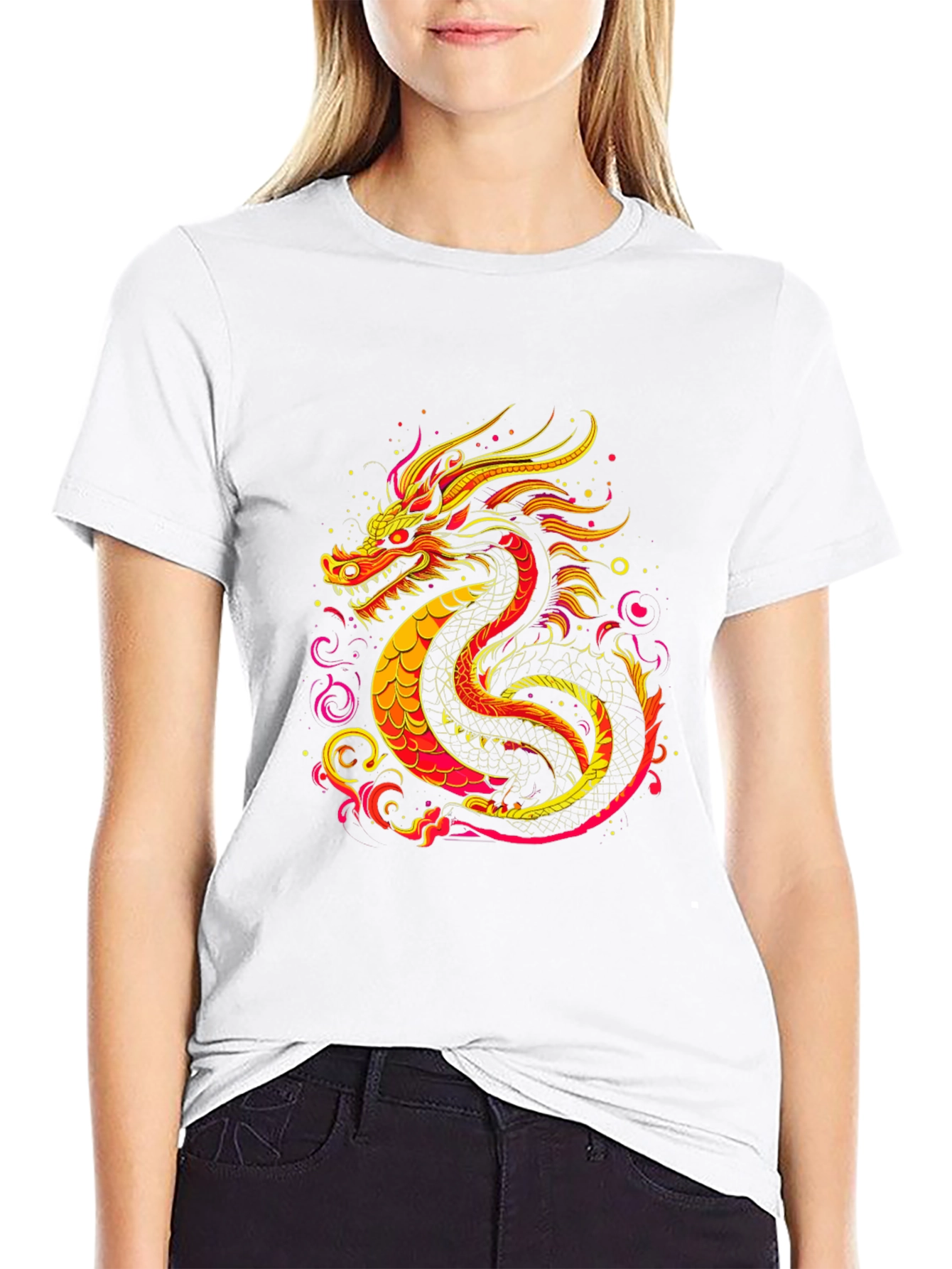 Black Fiery Dragon Graphic Tee - Bold Statement Shirt view 9