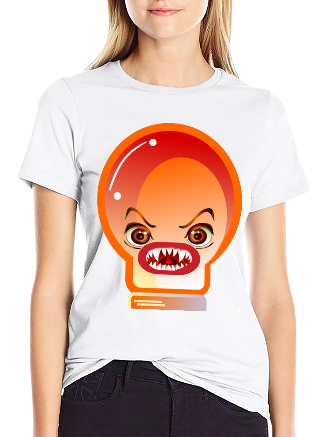 Black Men's Black T-Shirt with Angry Light Bulb Design view 9