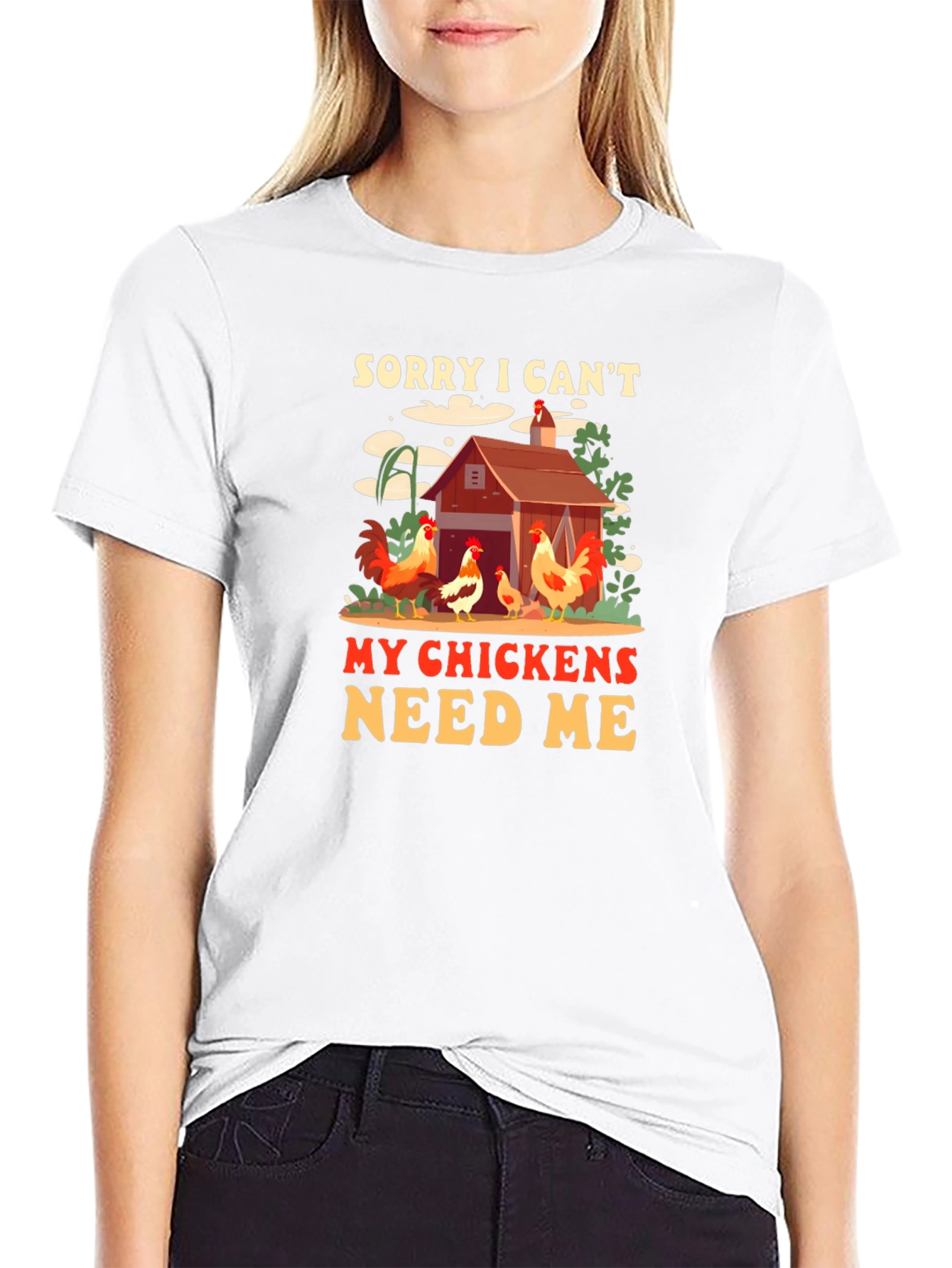 Black Sorry I Can't My Chickens Need Me Graphic Tee view 9