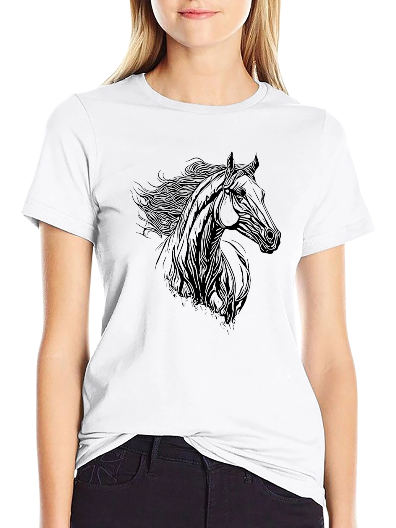 Black Black Horse Graphic Tee - Stylish Men's T-Shirt view 9