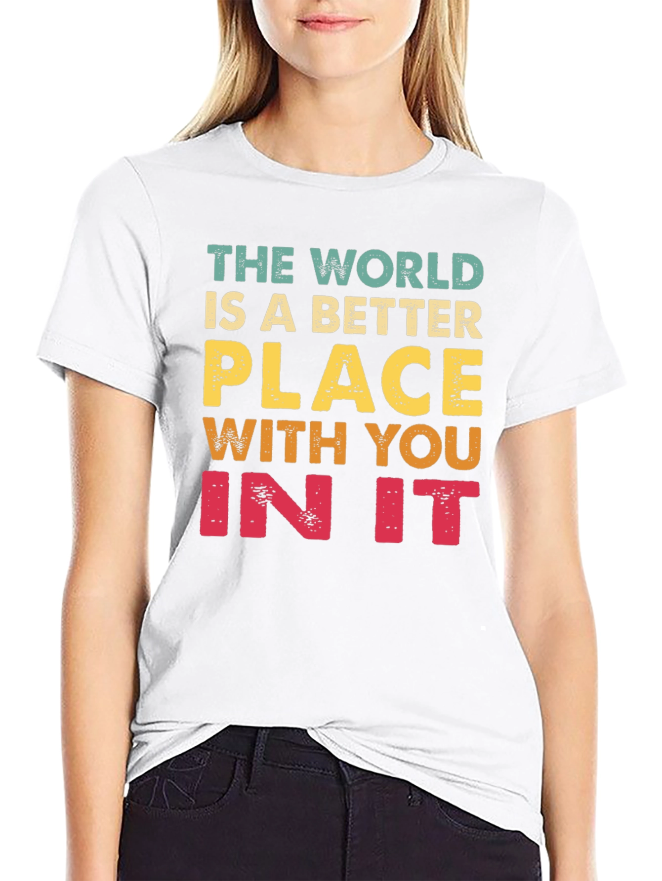 Black The World Is Better With You T-Shirt view 9