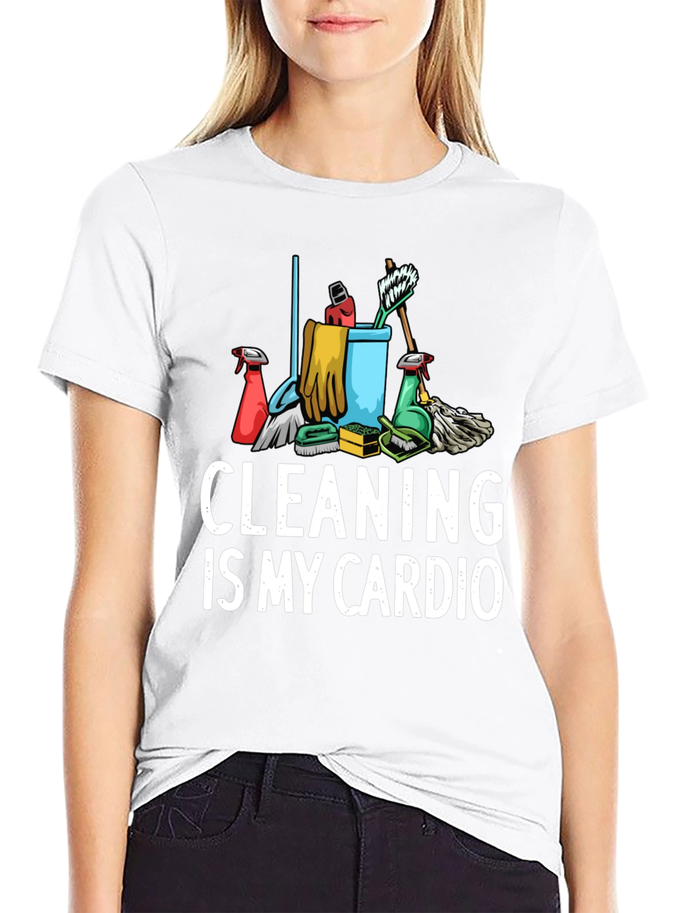 Black Cleaning Is My Cardio Graphic T-Shirt view 9