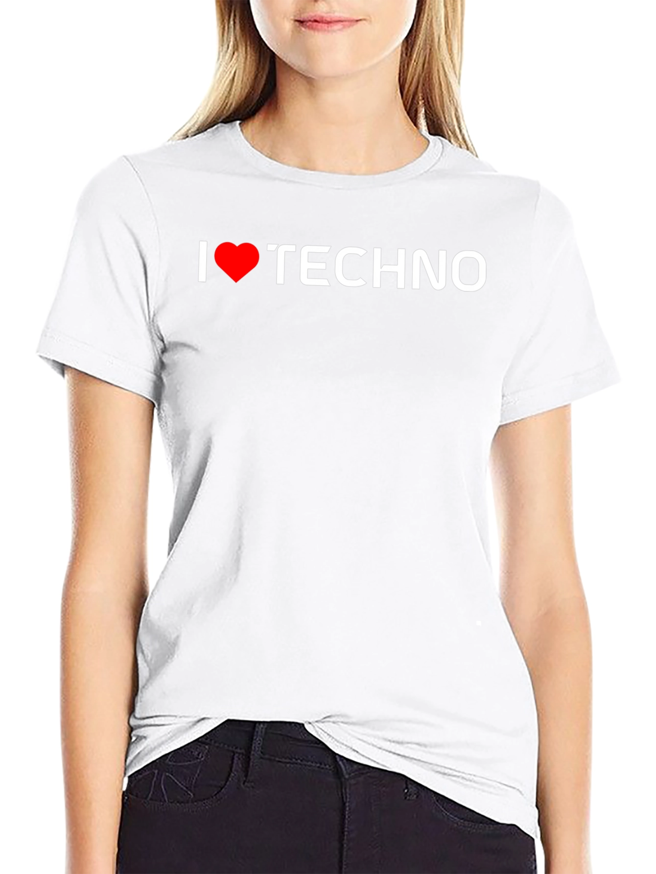 Black I Heart Techno Black T-Shirt view 9