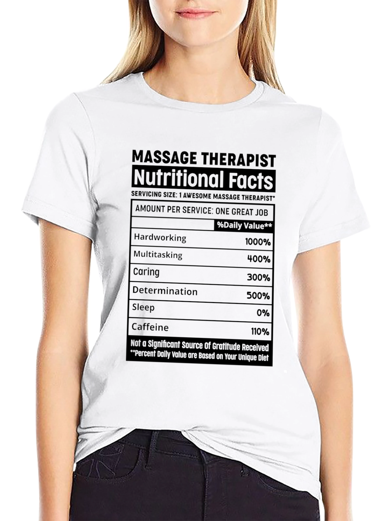 Black Massage Therapist Nutritional Facts T-Shirt view 9