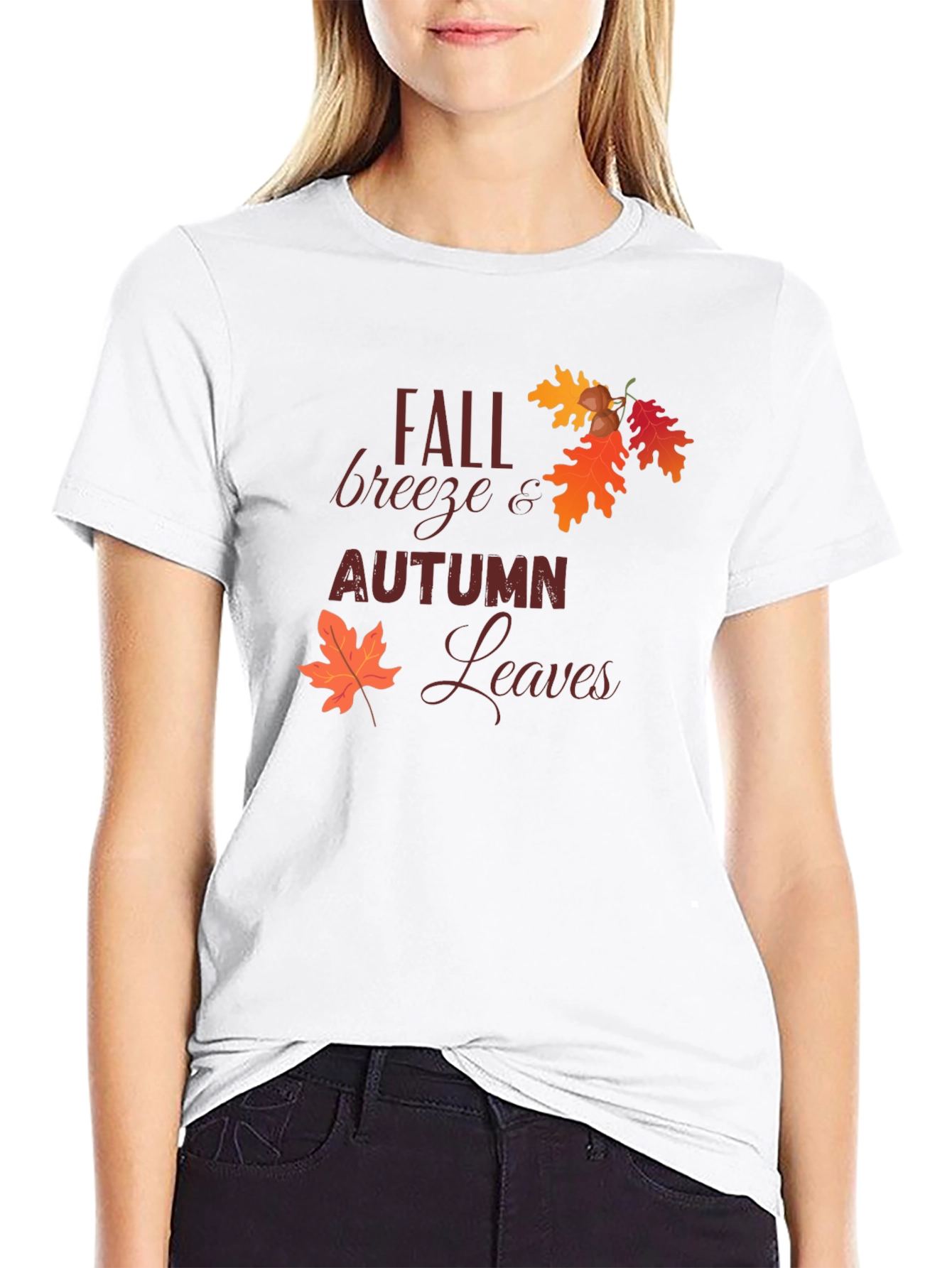 Black Fall Breeze & Autumn Leaves Graphic Tee view 9