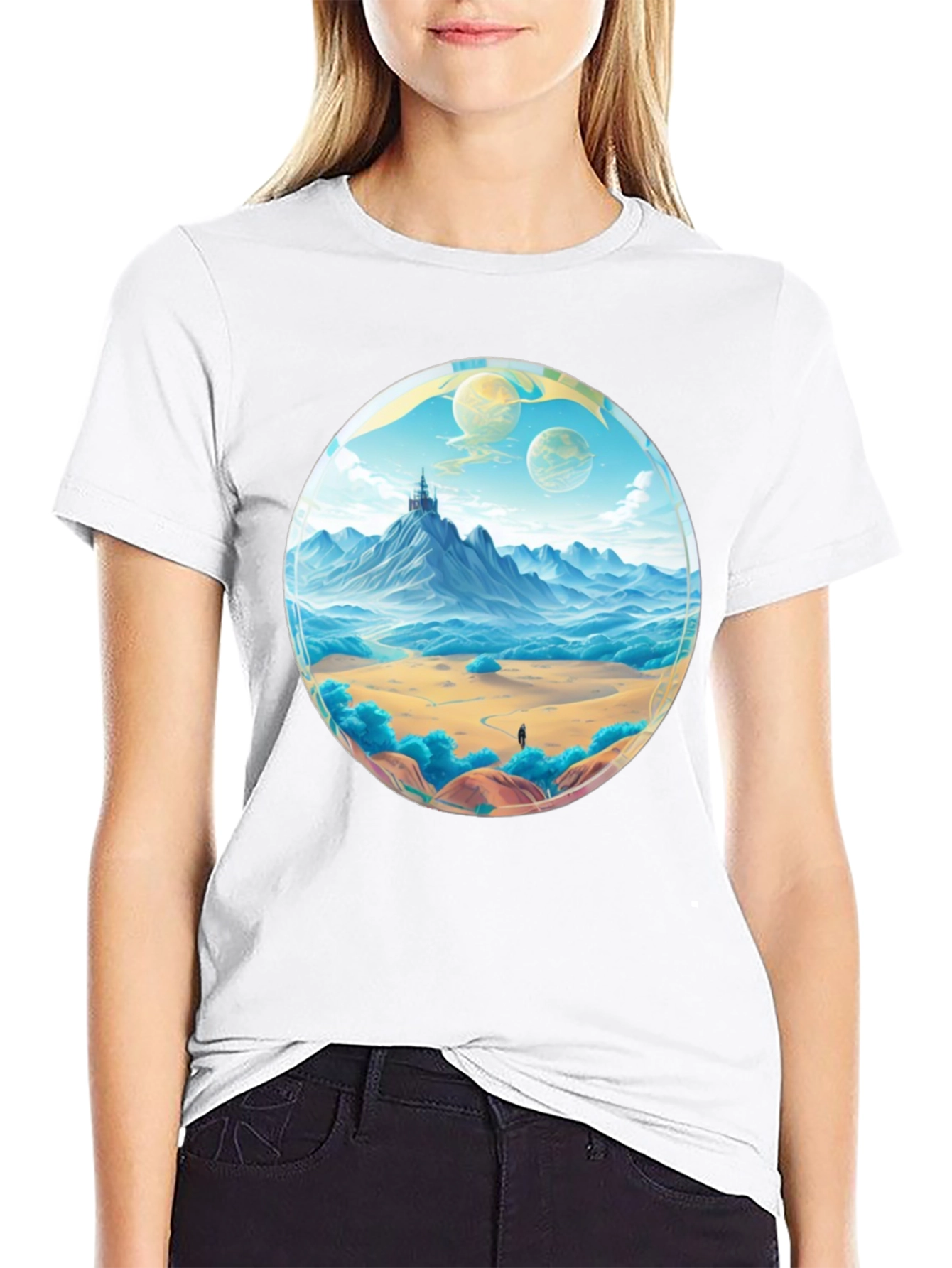 Black Fantasy Landscape Graphic Tee - Black view 9
