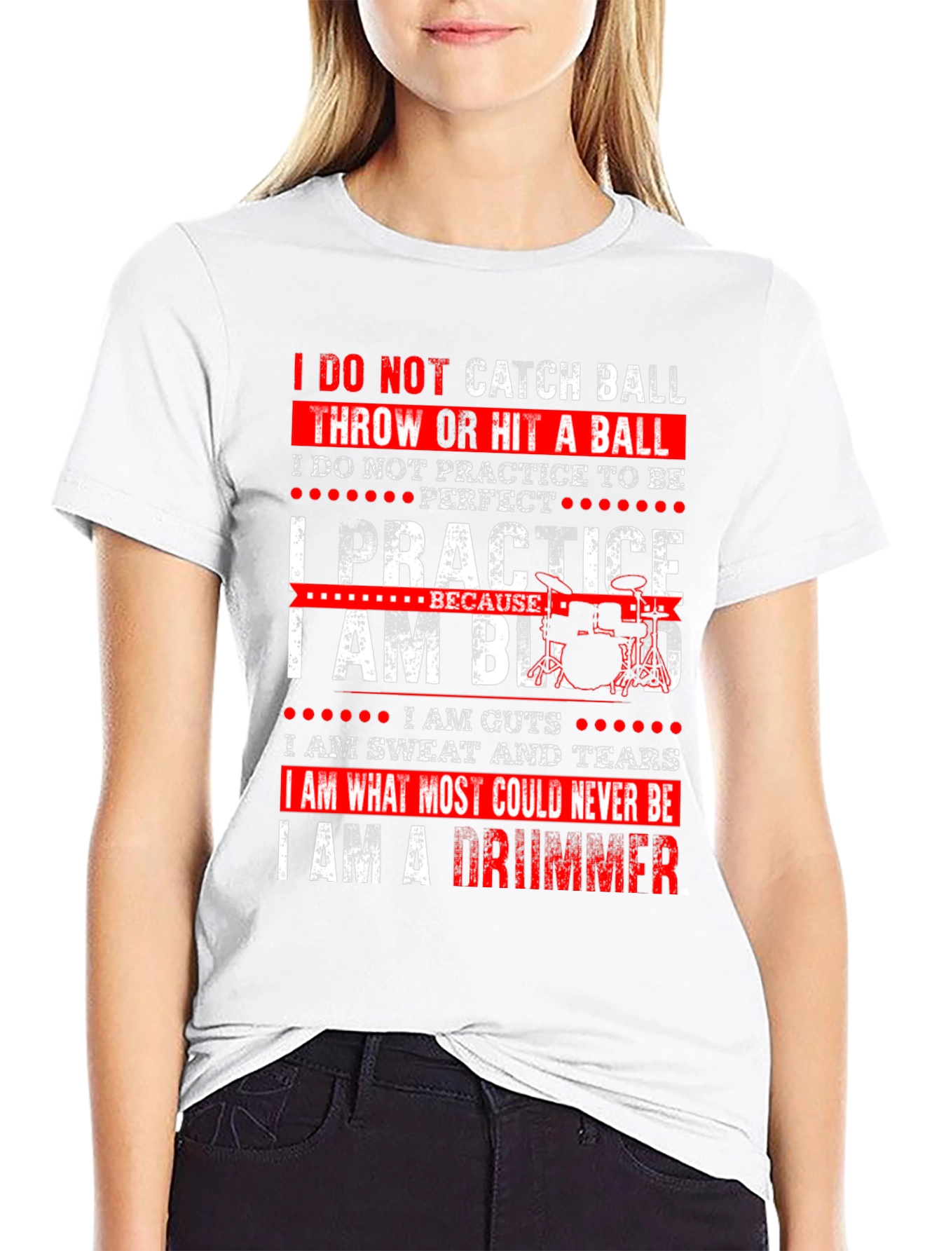 Black Drummer T-Shirt - I Practice Because I Am Blood view 9