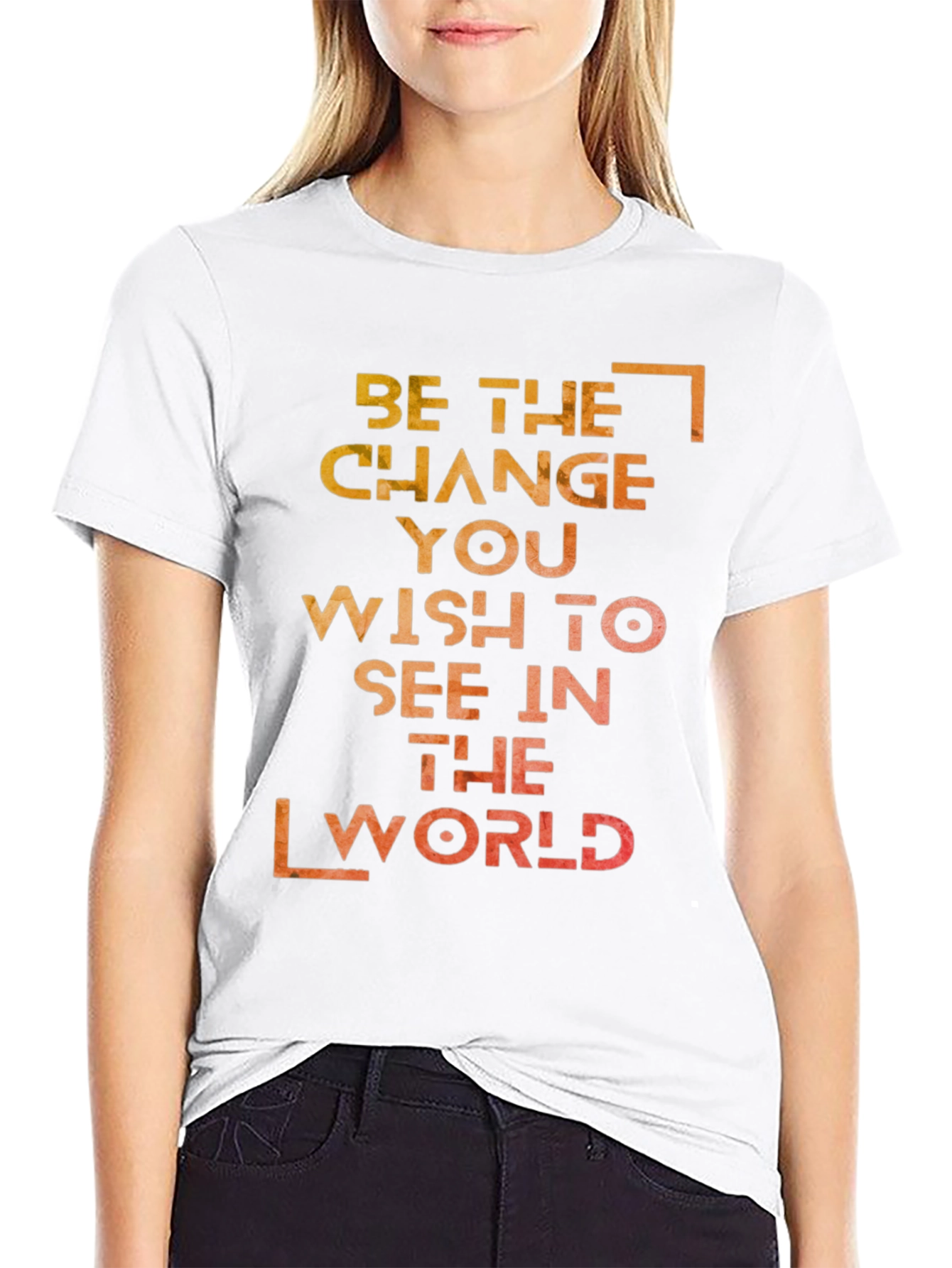 Black Inspirational Graphic T-Shirt: Be the Change view 9
