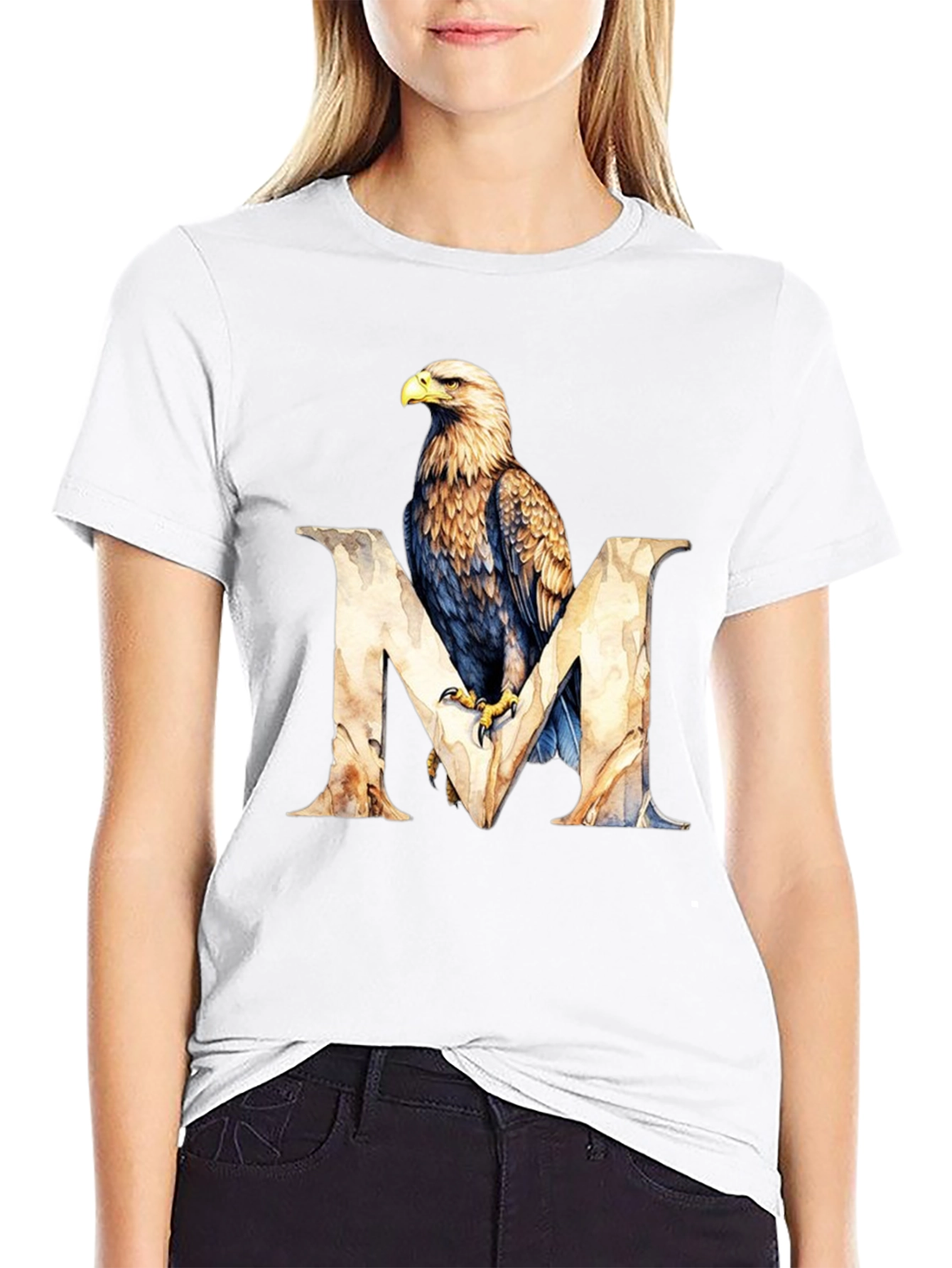 Black Eagle M Letter Graphic T-Shirt view 9
