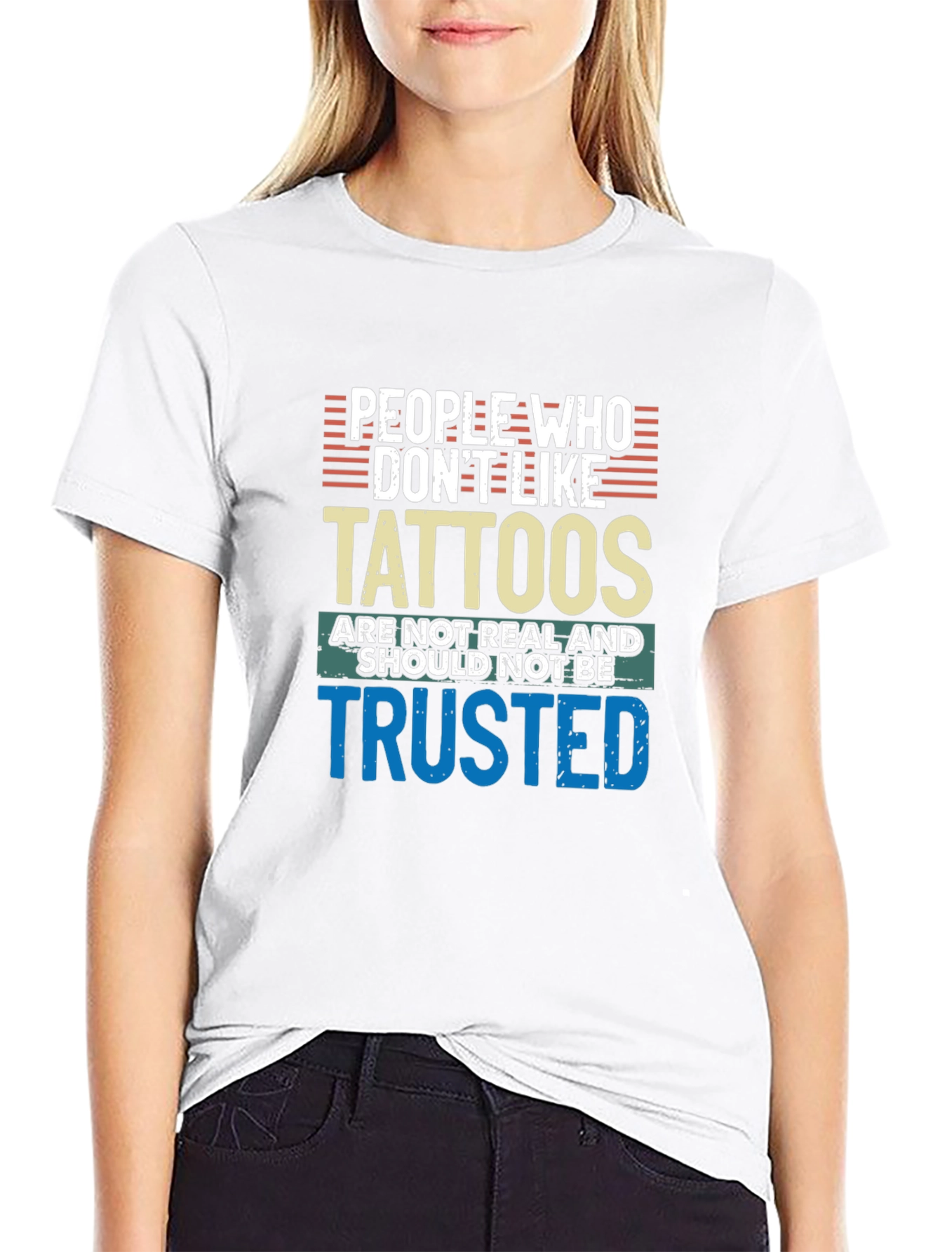 Black Tattoo Lover Tee: Distrust the Tattoo-less! view 9