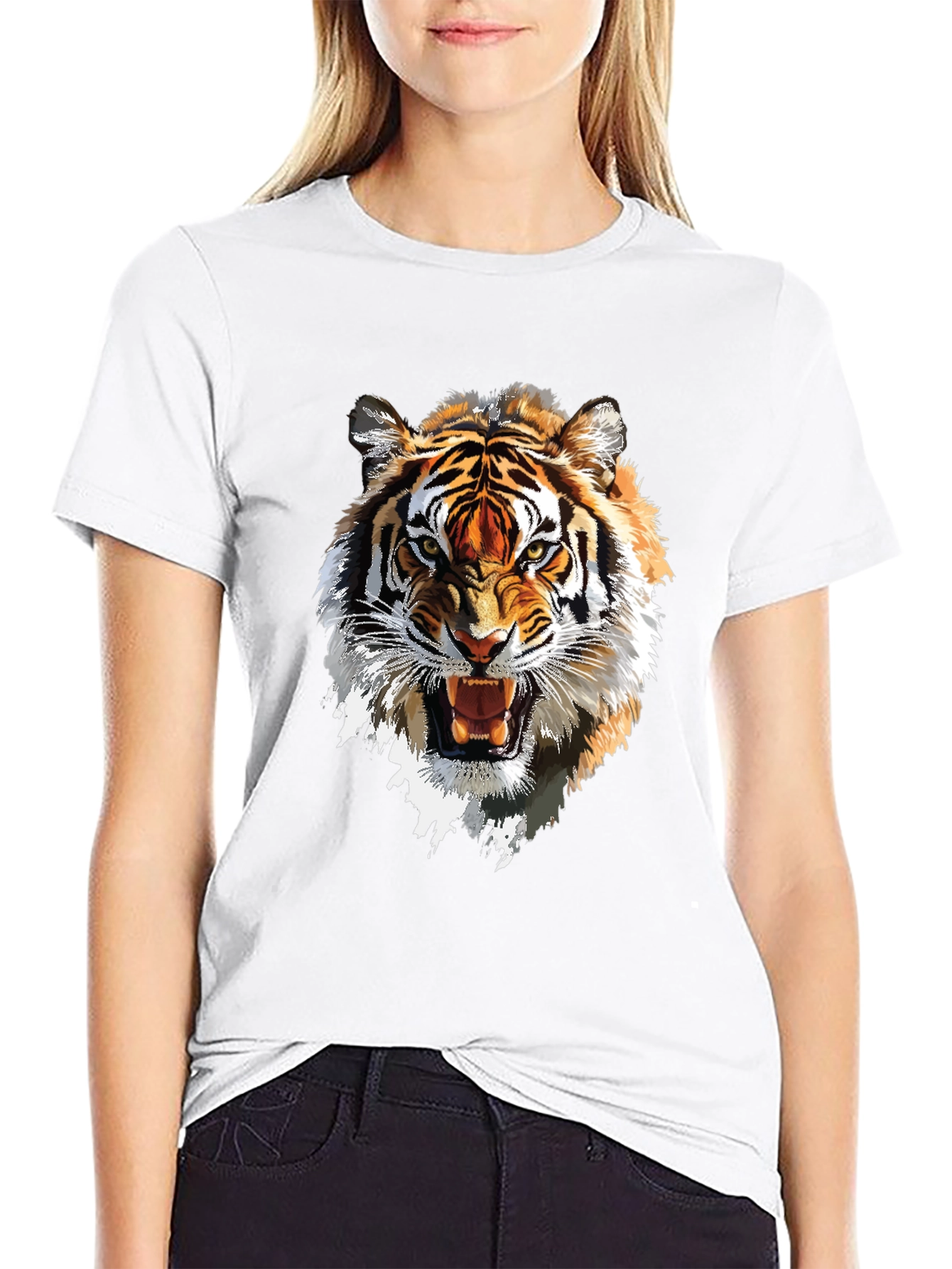 Black Tiger Graphic Tee - Bold Animal Print T-Shirt view 9