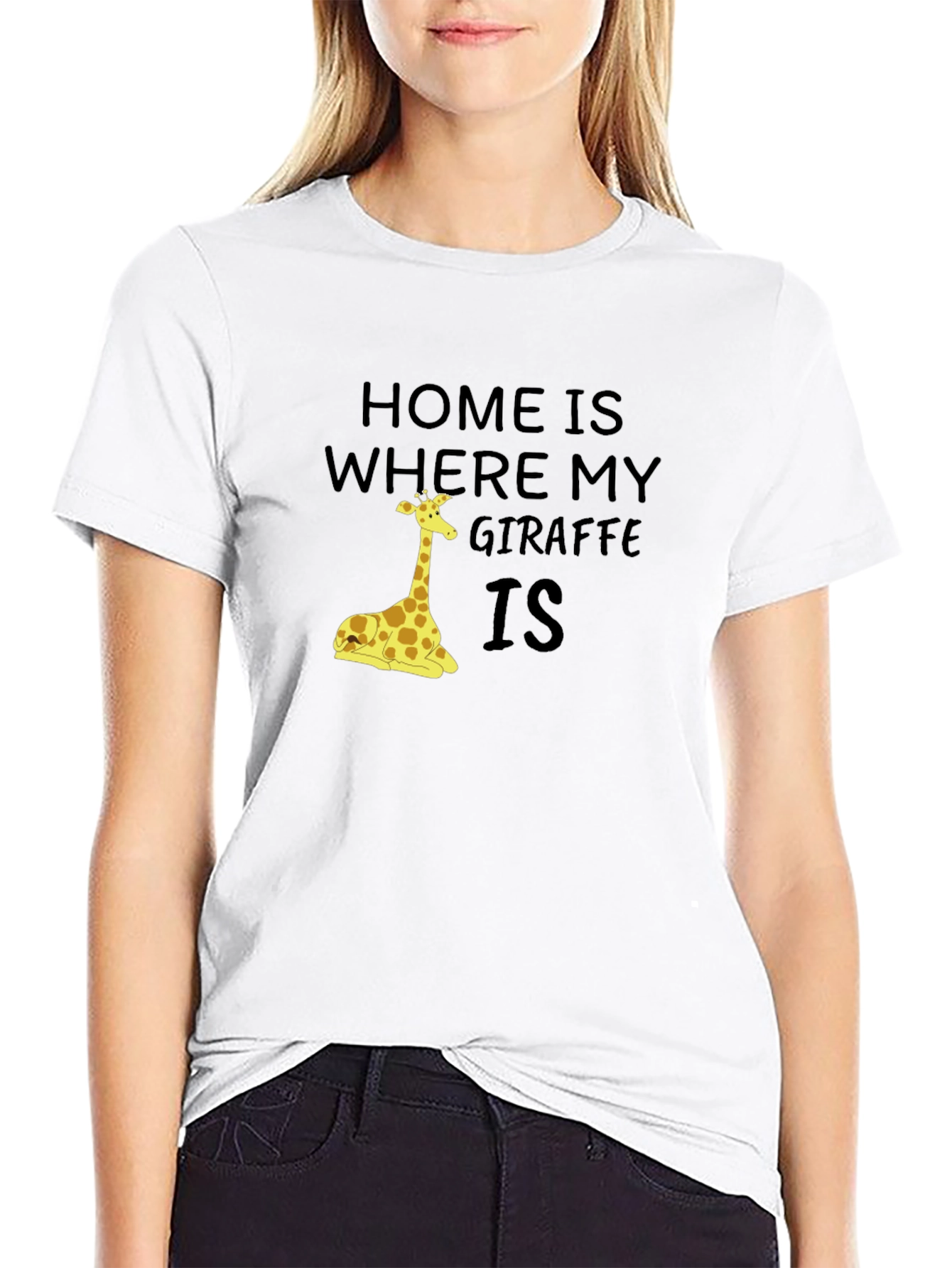 Black Home is Where My Giraffe Is Graphic T-Shirt view 9
