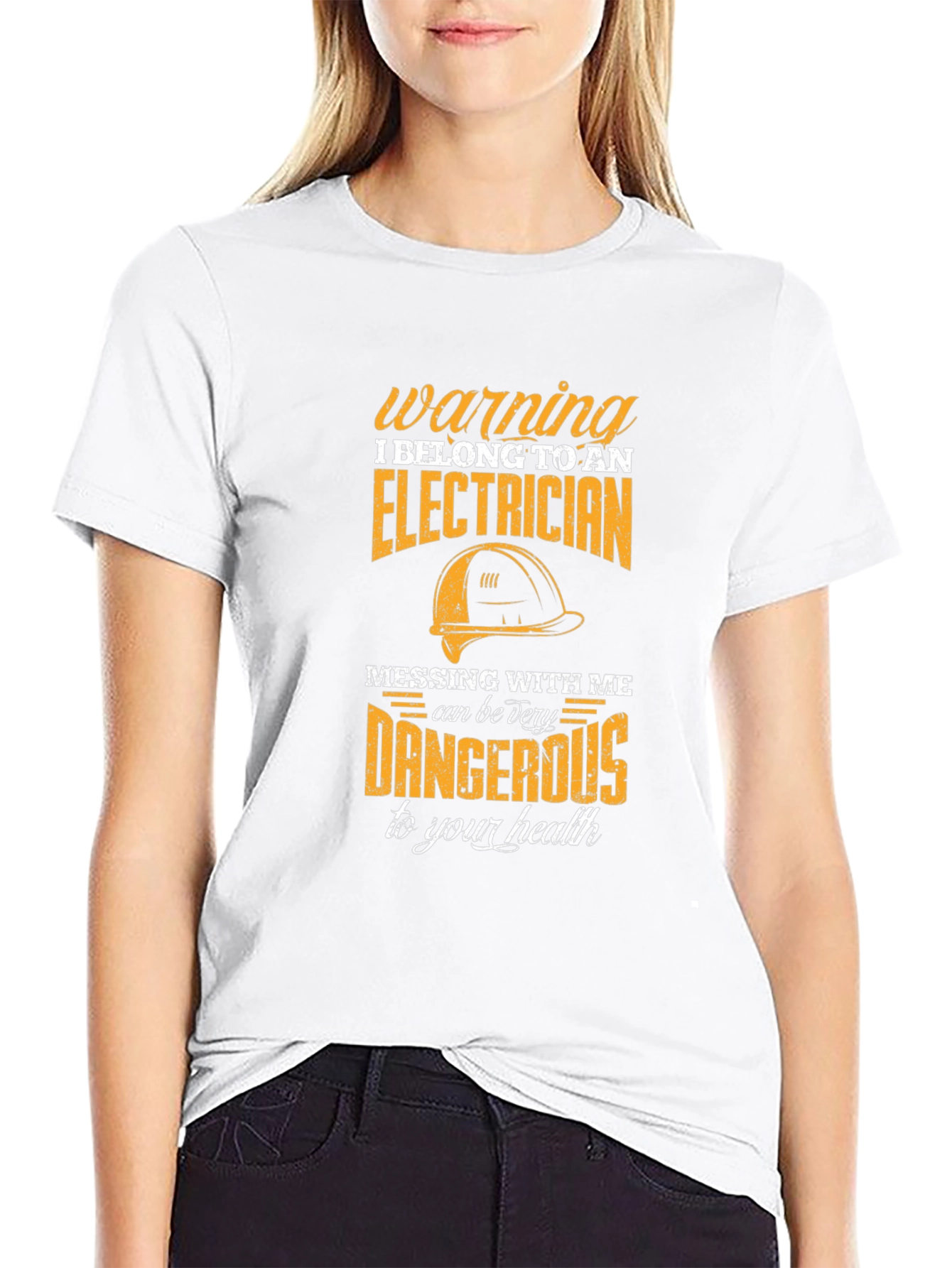Black Electrician Warning T-Shirt - Funny, Bold Design view 9