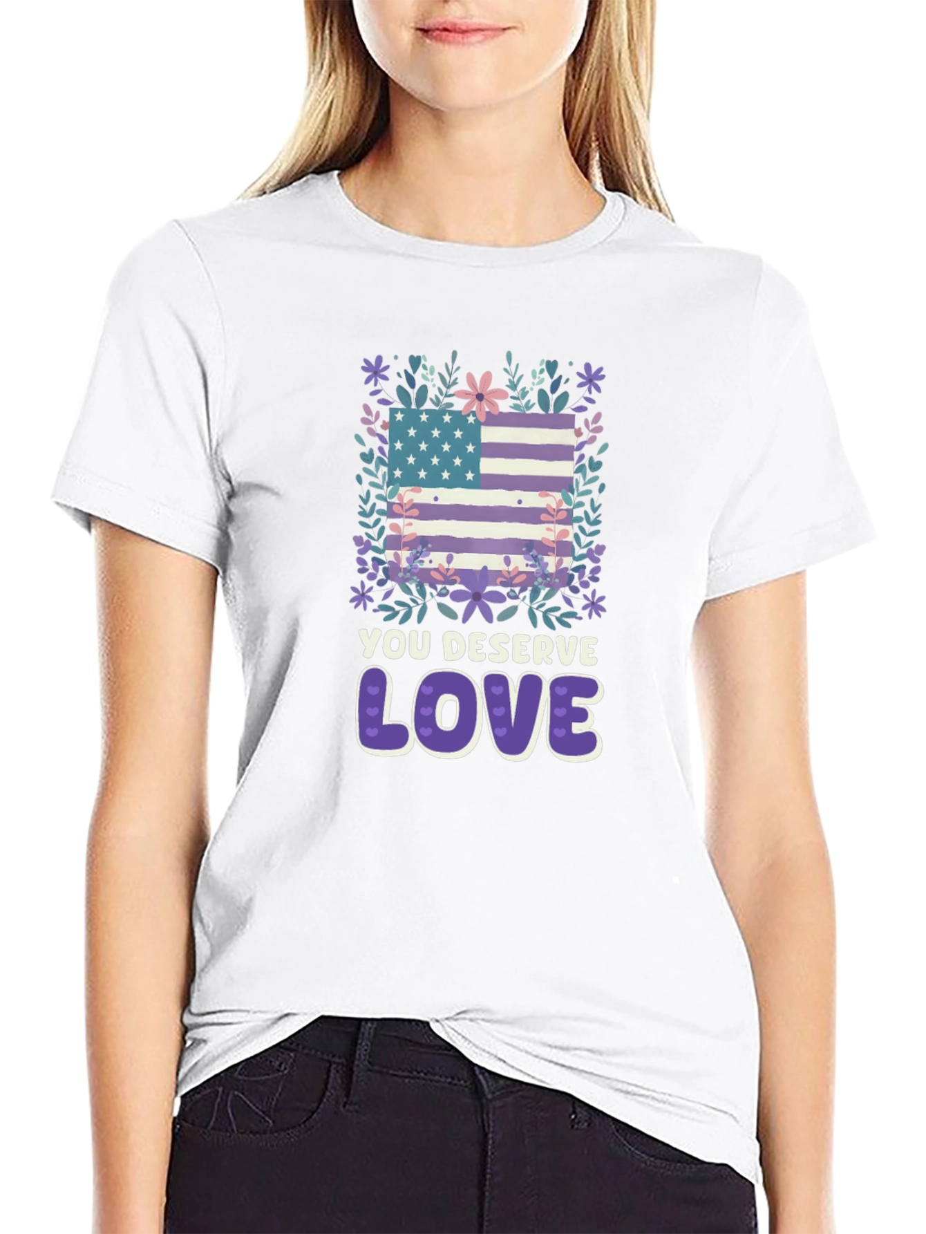 Black You Deserve Love Graphic Tee view 9