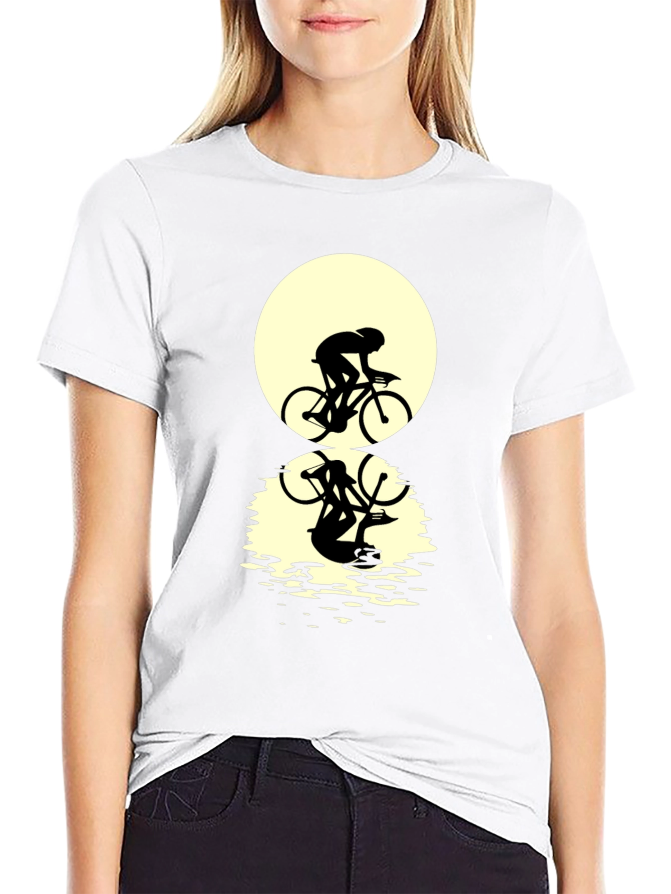 Black Cyclist Silhouette Graphic Tee - Black view 9