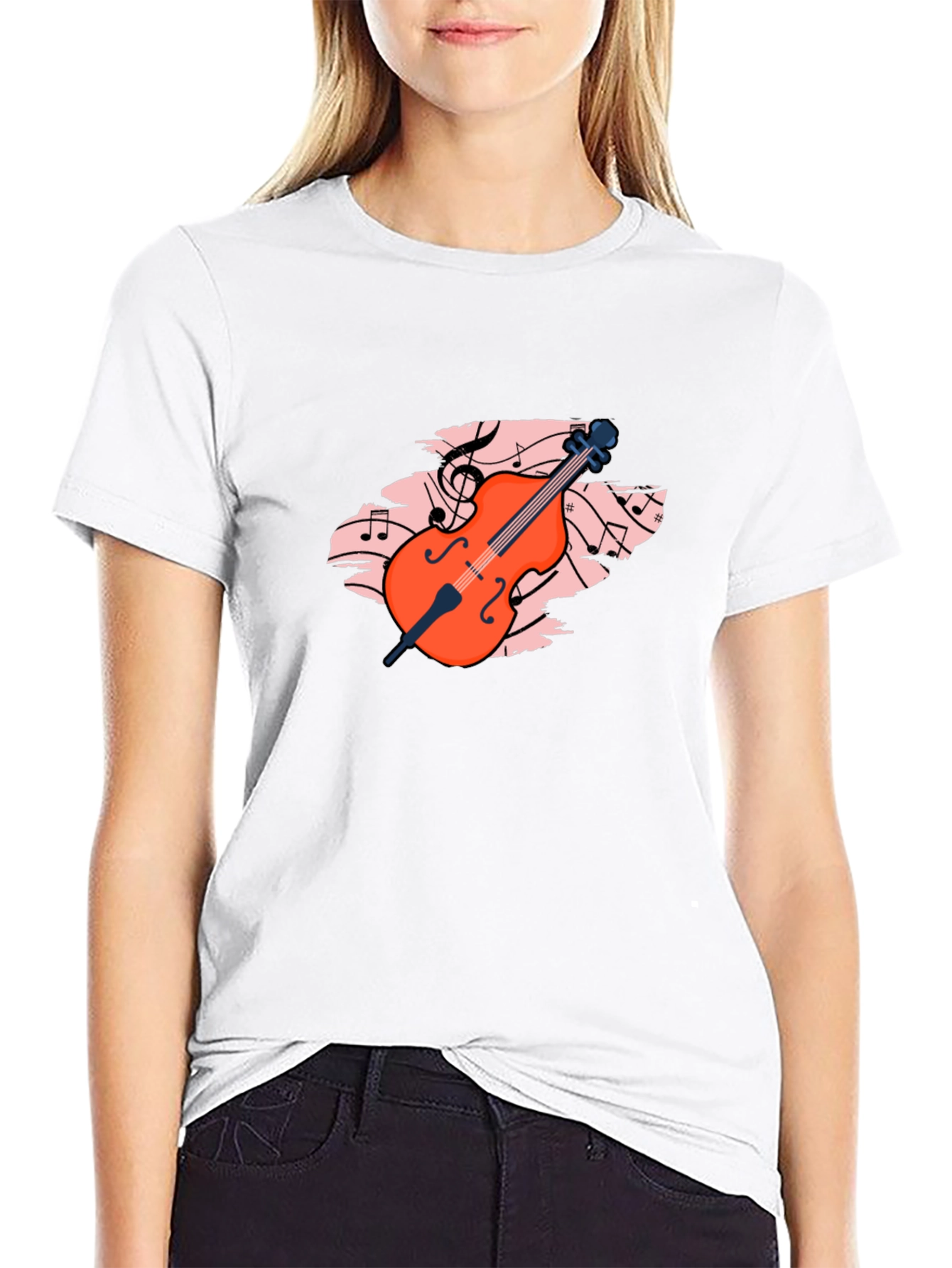Black Musical Cello Graphic Tee - Black view 9