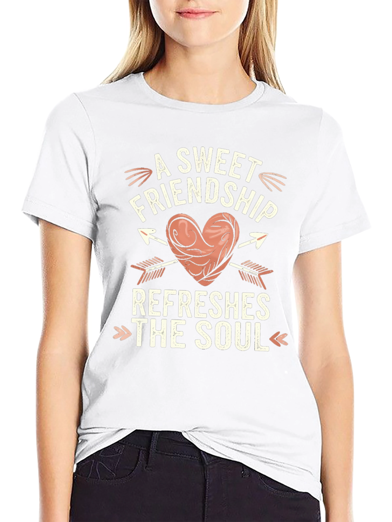 Black Sweet Friendship Heart Graphic Tee view 9