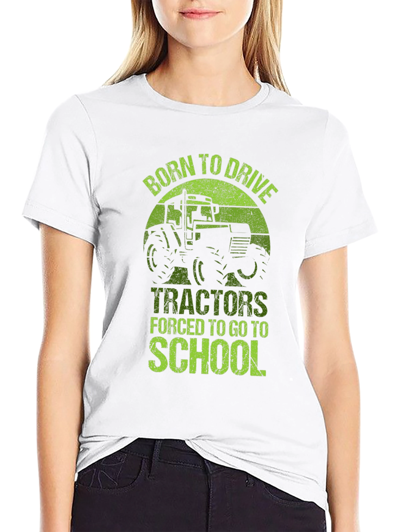 Black Born to Drive Tractors T-Shirt - School Forced! view 9