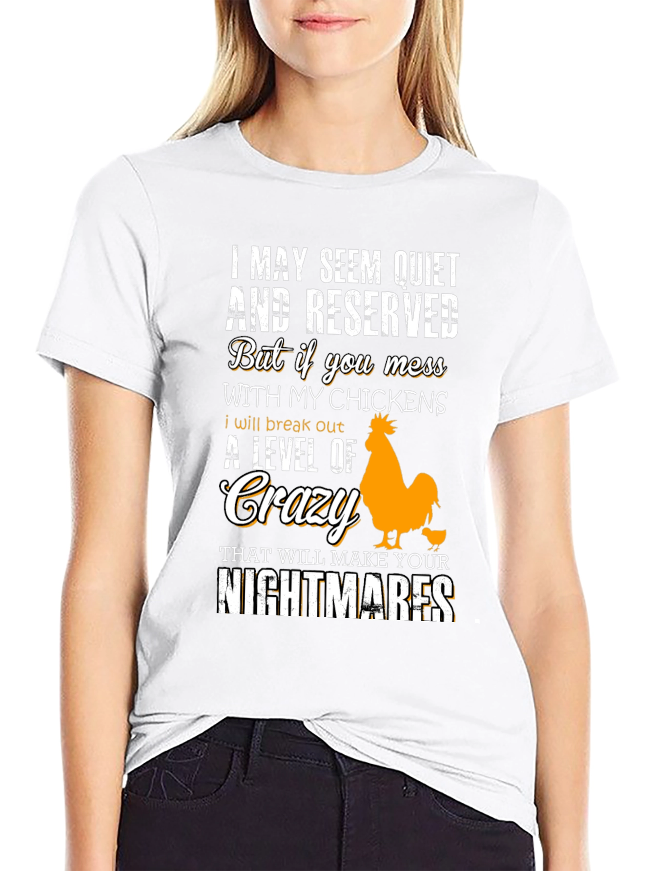Black Funny Chicken Lover T-Shirt: I May Seem Quiet... view 9
