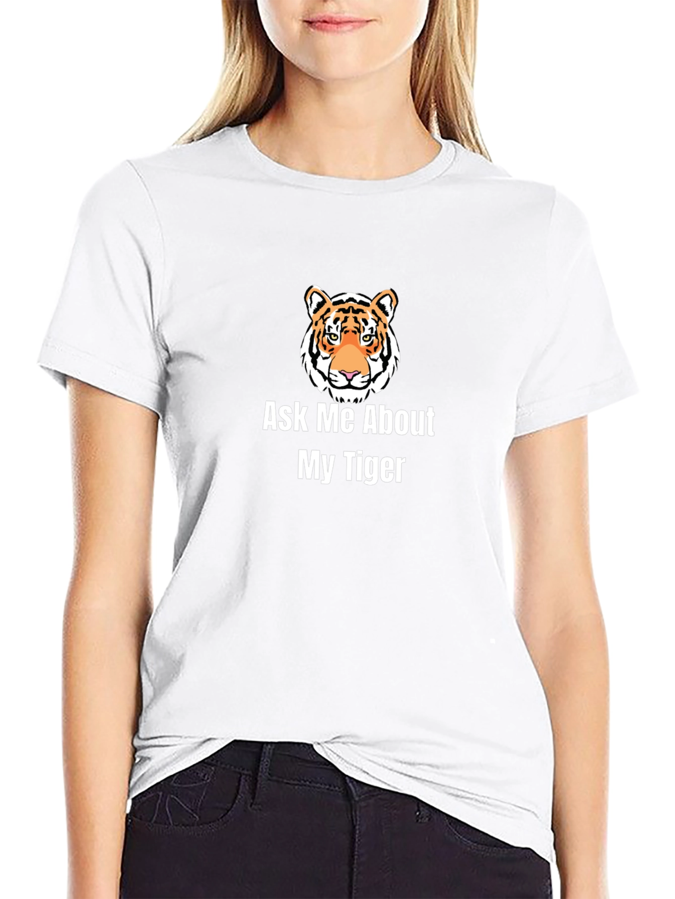 Black Ask Me About My Tiger Graphic T-Shirt view 9