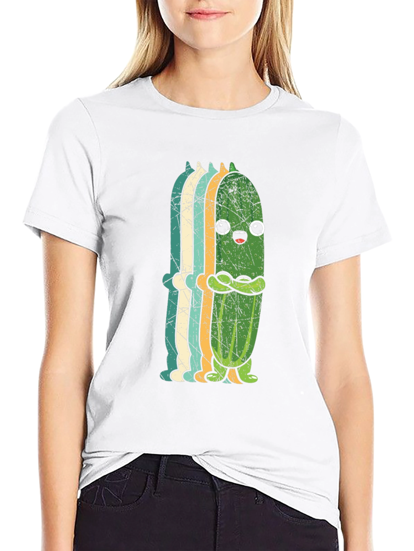 Black Funny Pickle Retro Style Graphic T-Shirt view 9