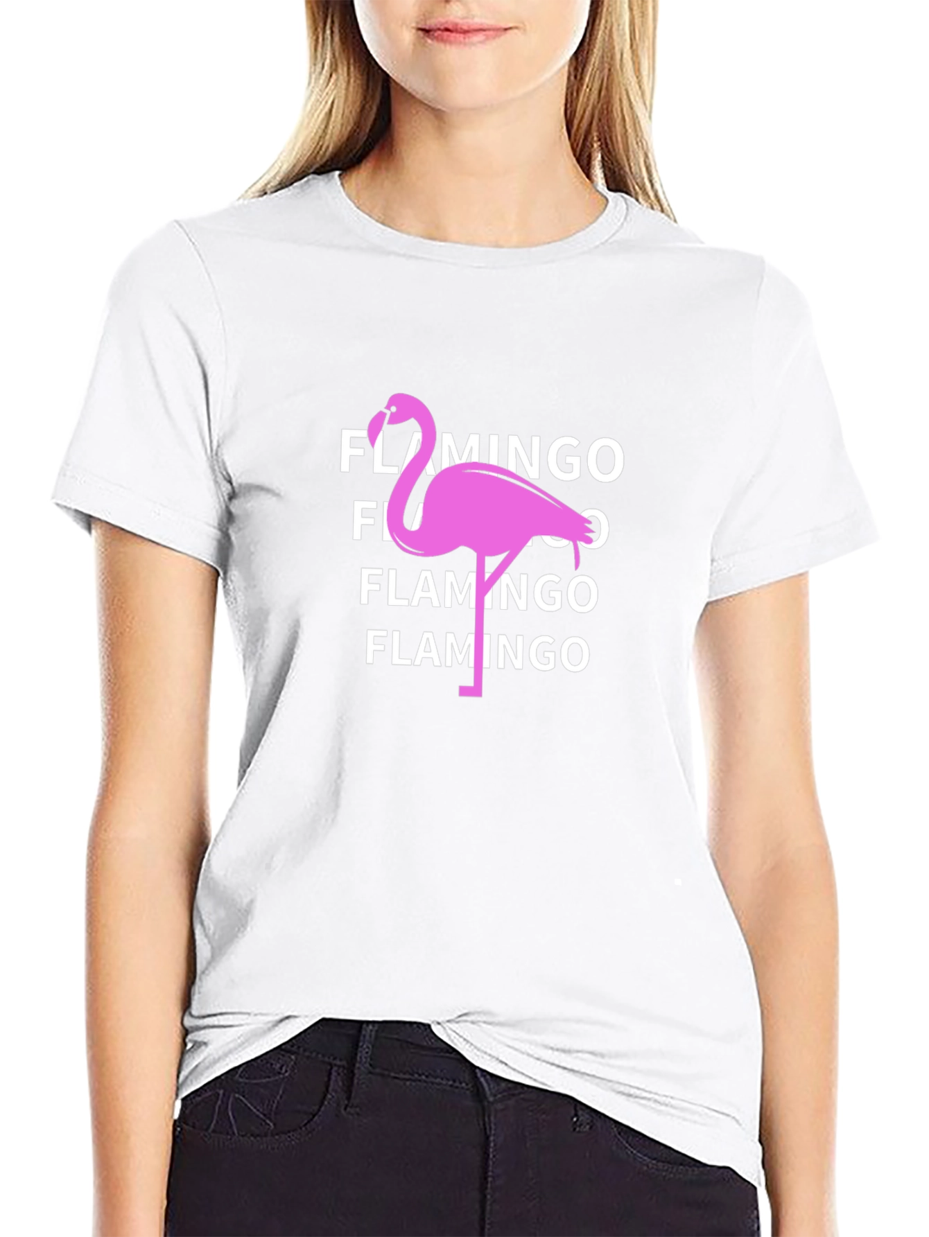 Black Flamingo Graphic Tee - Black Cotton T-Shirt view 9