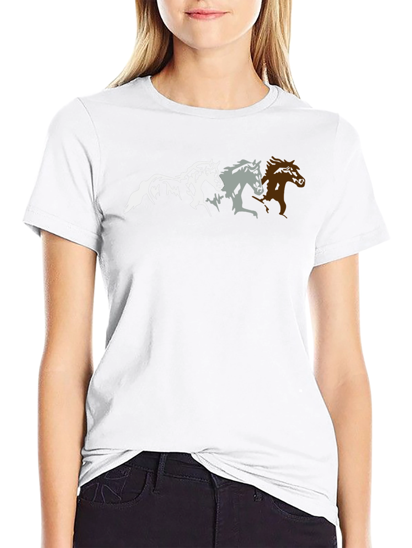 Black Horse Silhouette Graphic T-Shirt - Black view 9