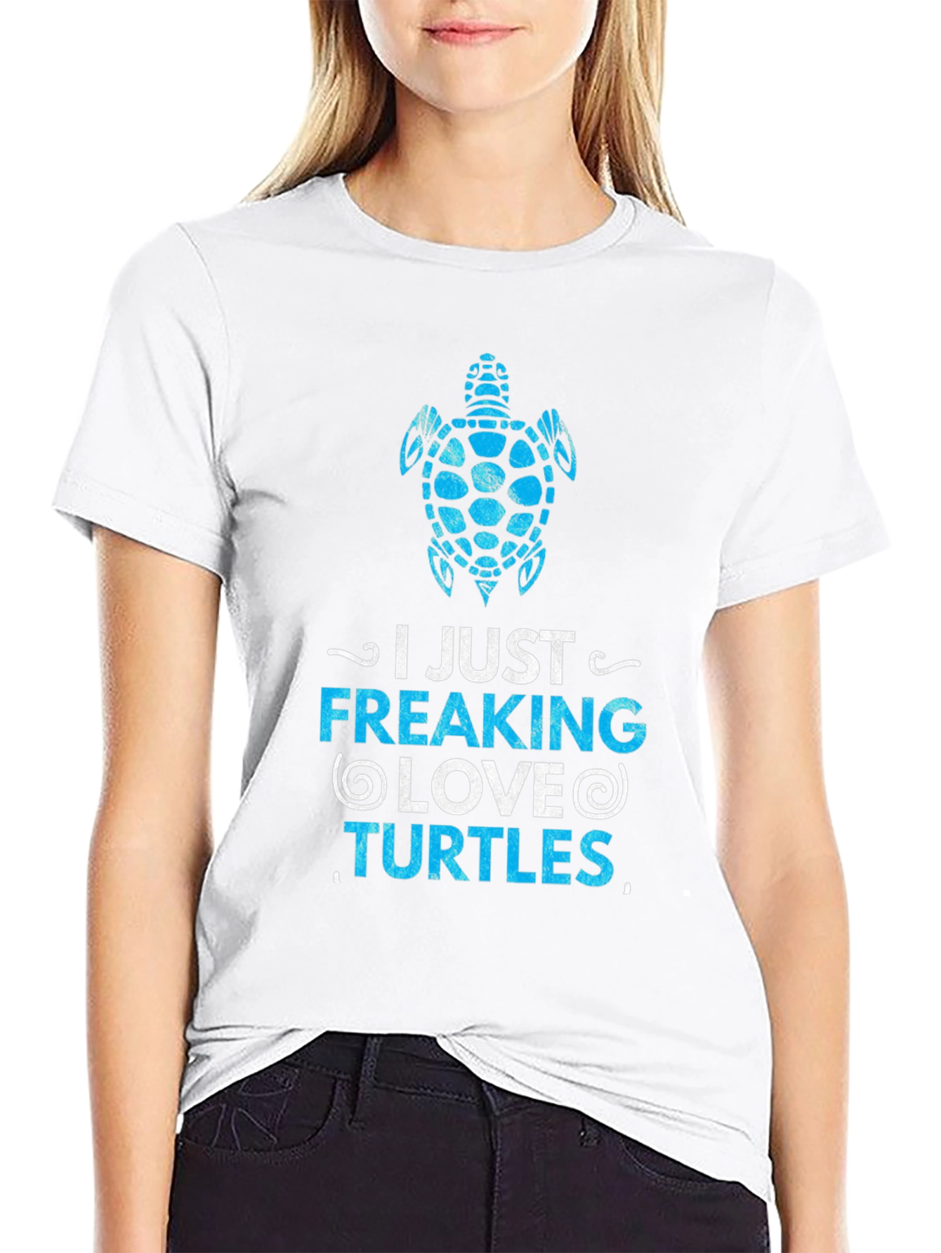 Black I Just Freaking Love Turtles Graphic T-Shirt view 9