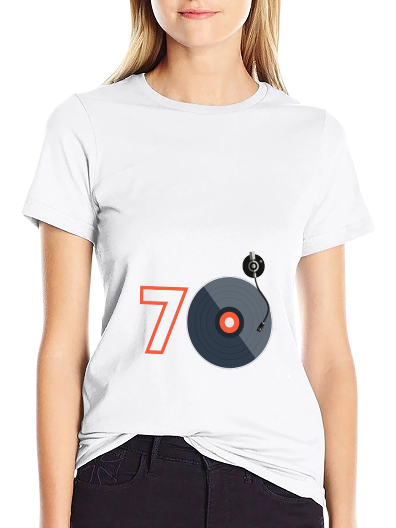 Black Retro 70's Music Graphic Tee - Classic Vinyl Record T-Shirt view 9